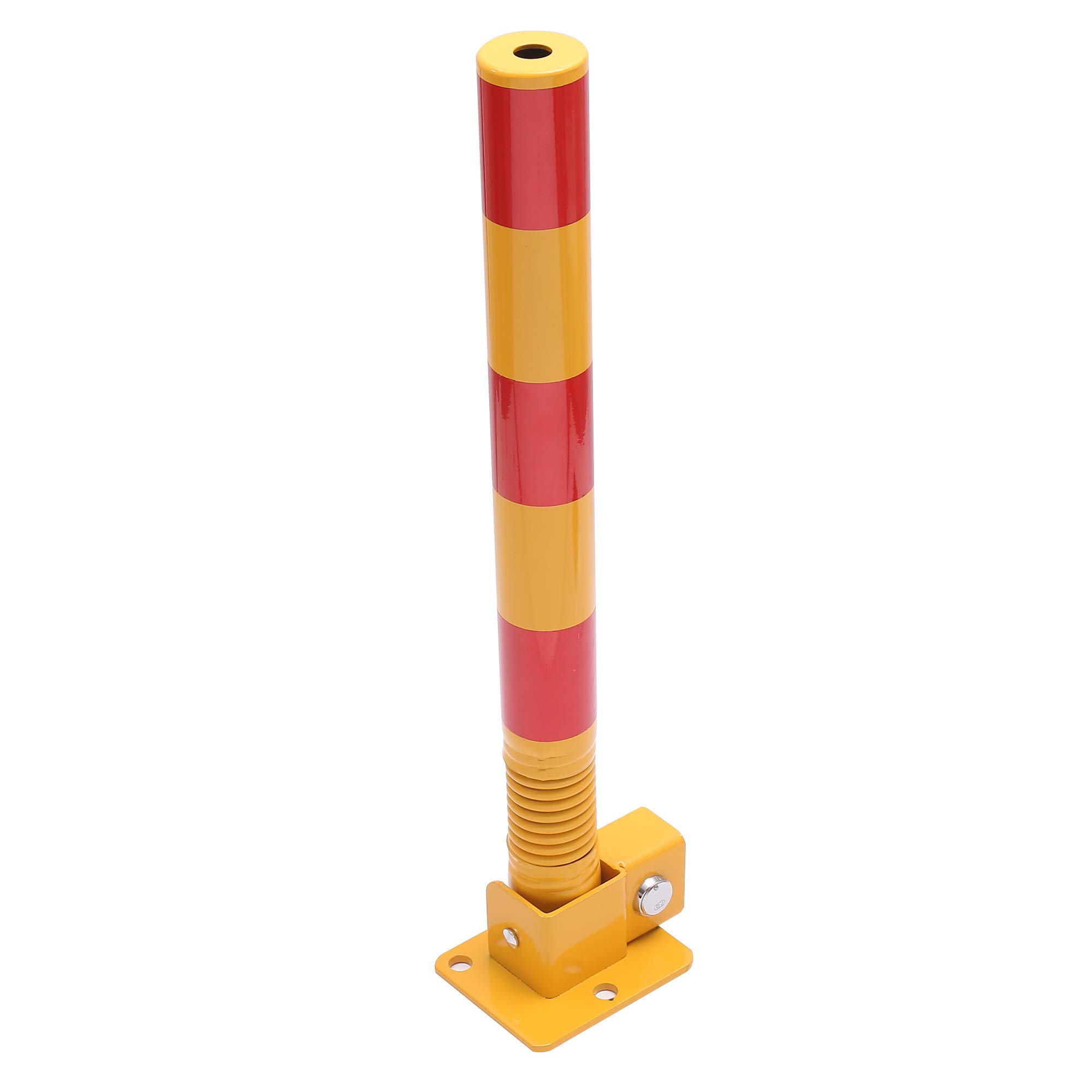 KATSU Bolardo de Bloqueo de Espacio para Estacionamiento de Automóviles con Resorte, Bloqueable Plegable Poste de Barrera de Parking de Coche, Amarilla y Roja, 60cm de Altura