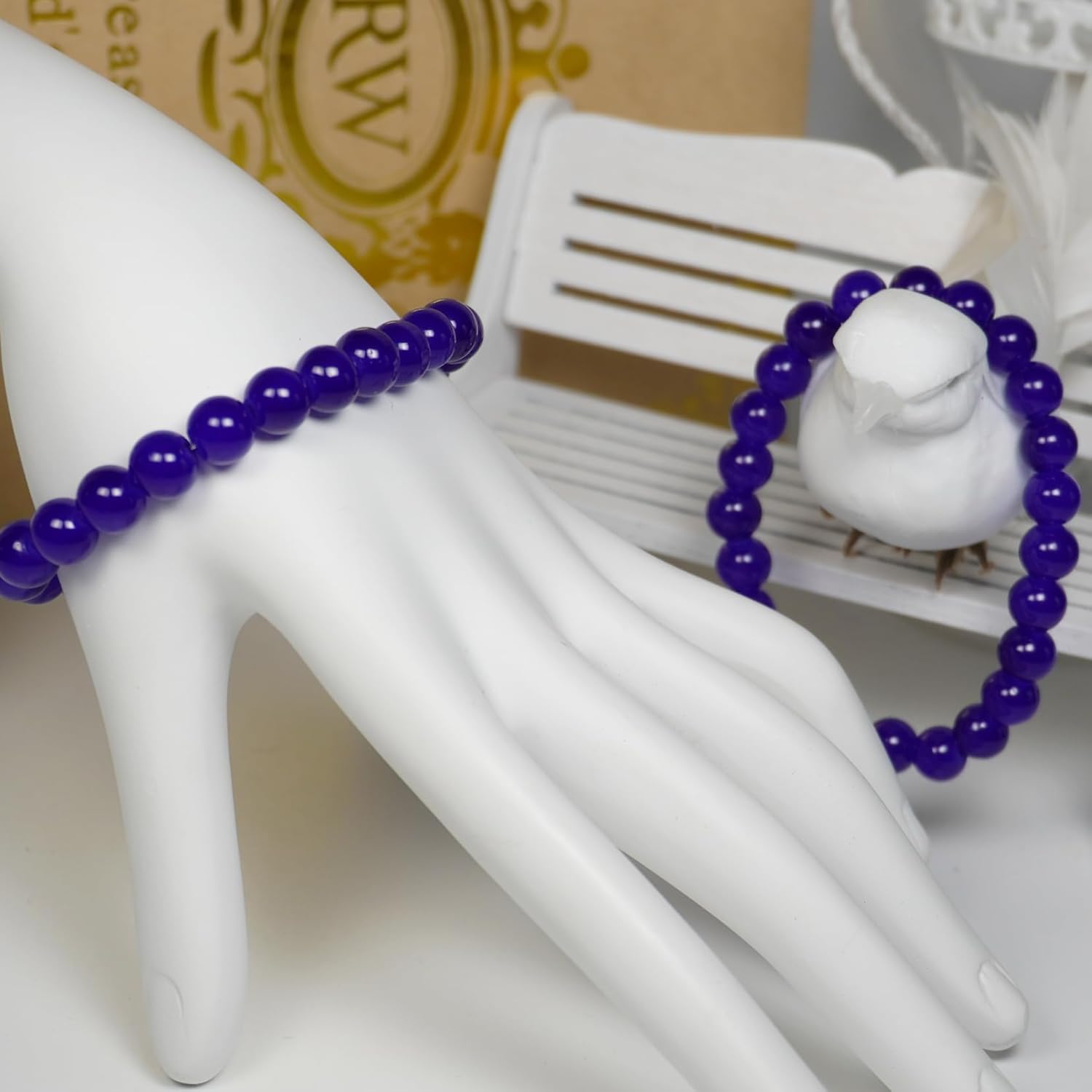 Jabrand Navy Blue Glass Beads Bulk, 8mm Glass Beads for Barcelet and Jewelry Making DIY Crafts (360pcs) - Image 5