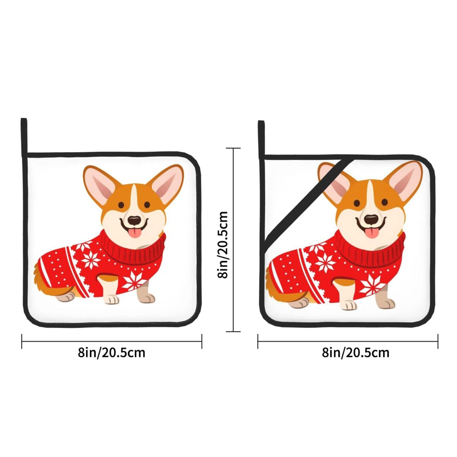 Topflappen Mit Corgi Design - Hitzebeständig, 2er-Set Mit Tasche, 20x20cm