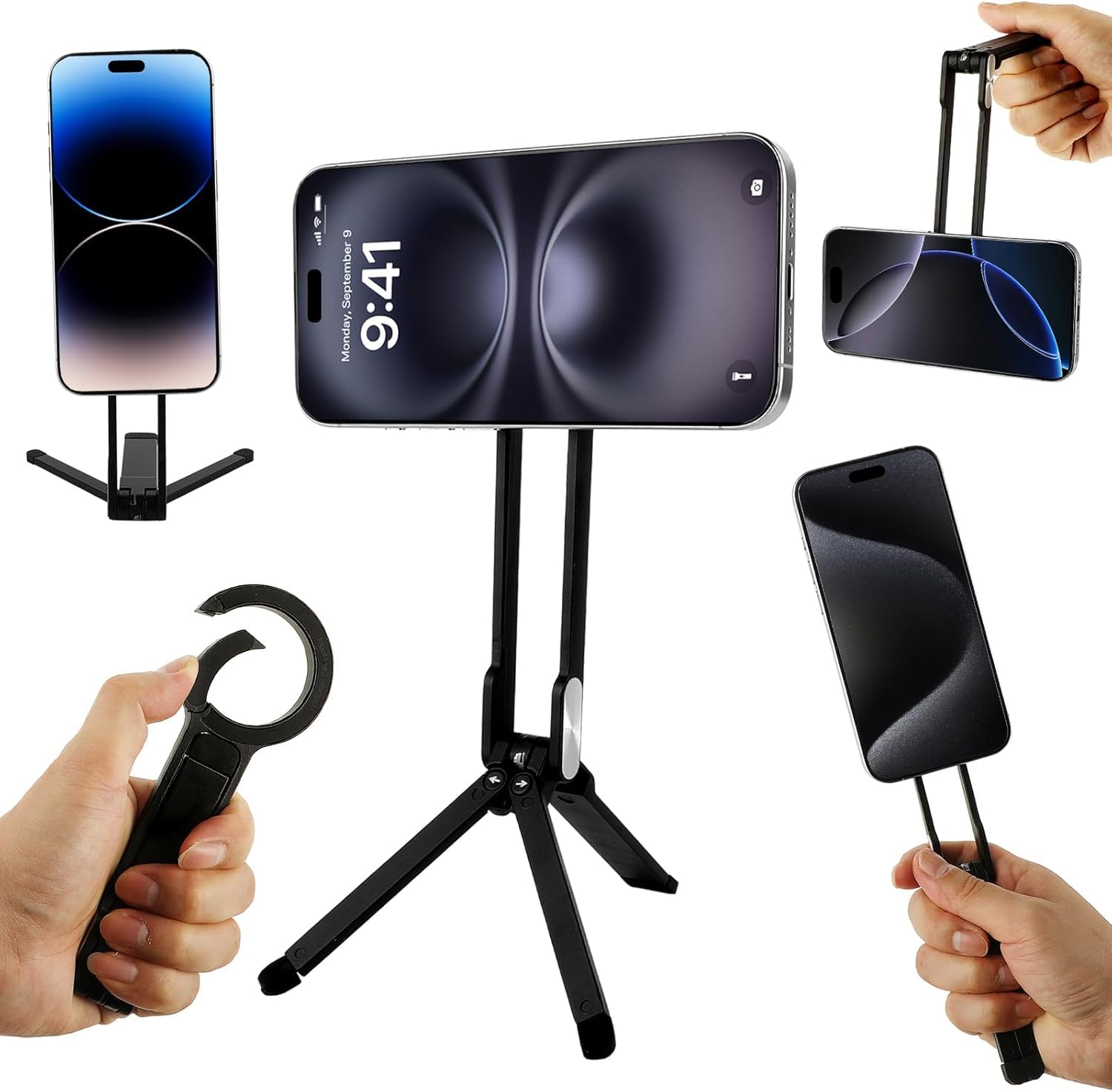 Magnetic Phone Tripod Stand for iPhone - Aluminium Maglock Smartphone Mini Tripod Pocket Cell Phone Stand Strong Magnet