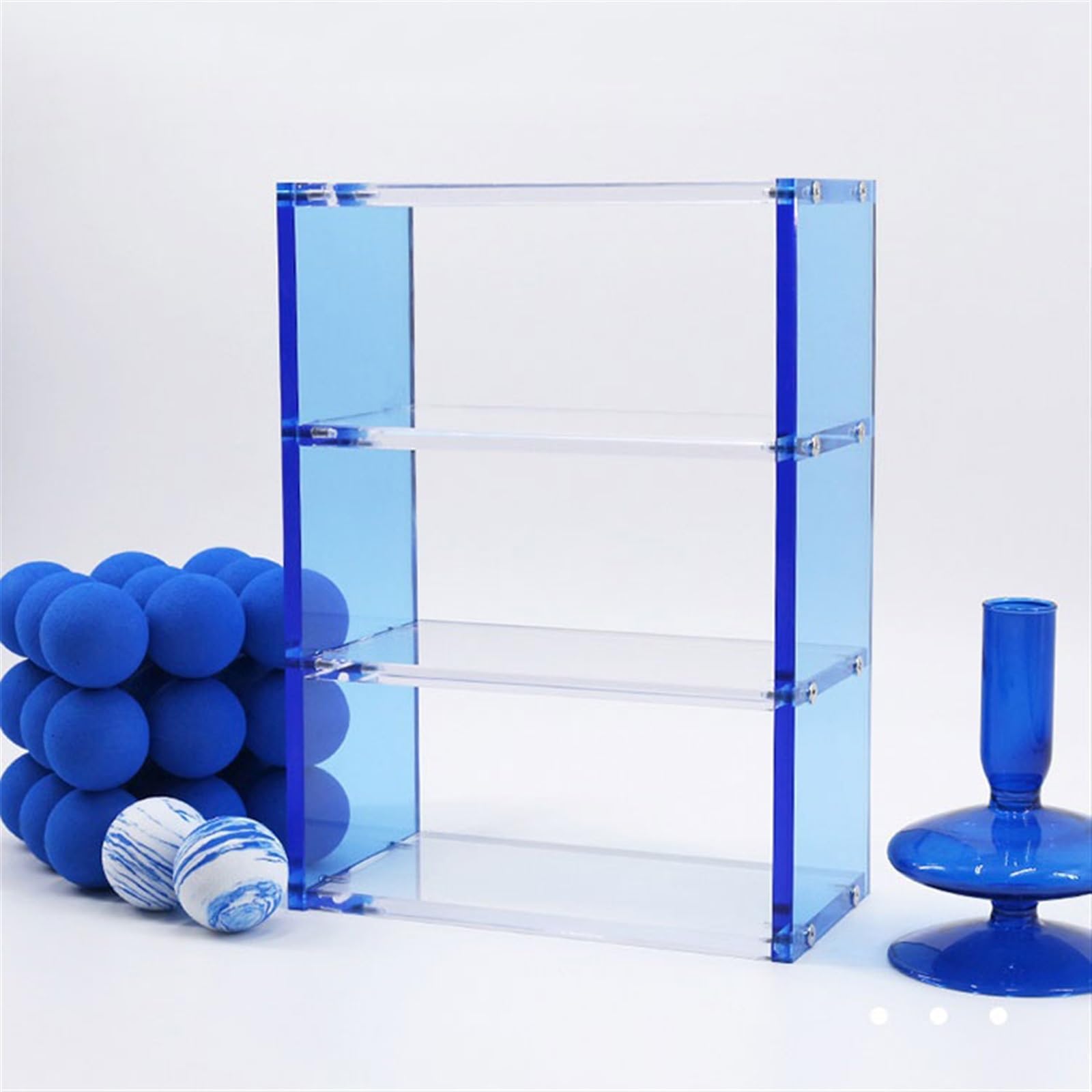 Brillenhalte 3/4-stufiges optisches Ladenpräsentationsregal, Thekenornamente, Acrylregale, Sonnenbrillen, optischer Brillenhalter, Präsentations-Requisiten Brillenständer ( Color : Blauw , Size : Thre