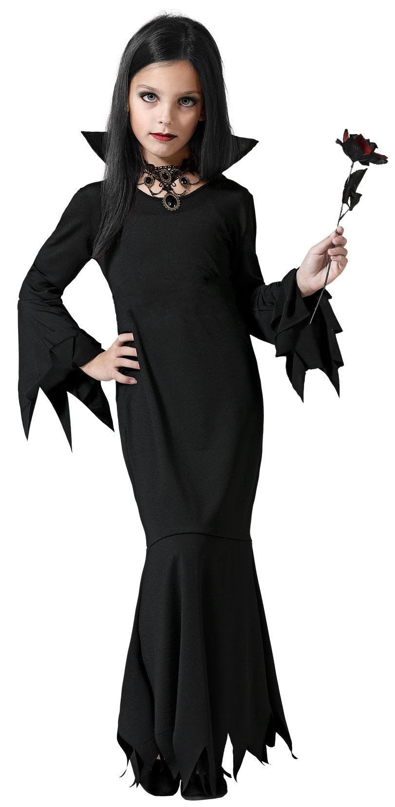 Atosa black ghost costume for girls children 7-9 years