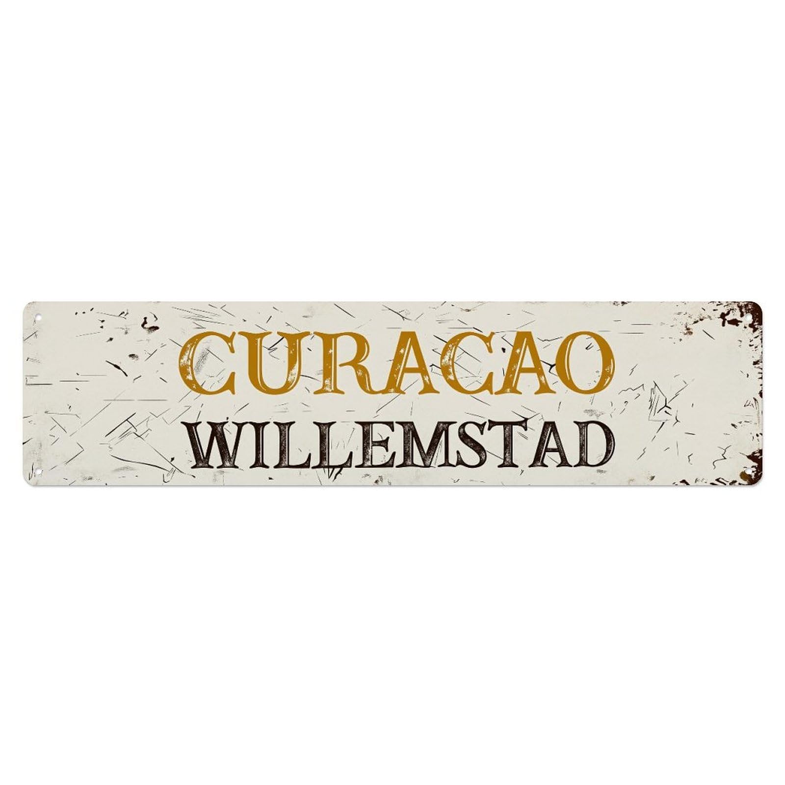 Curacao Willemstad Vintage Sign Pattern Metal Tin Sign Plaque