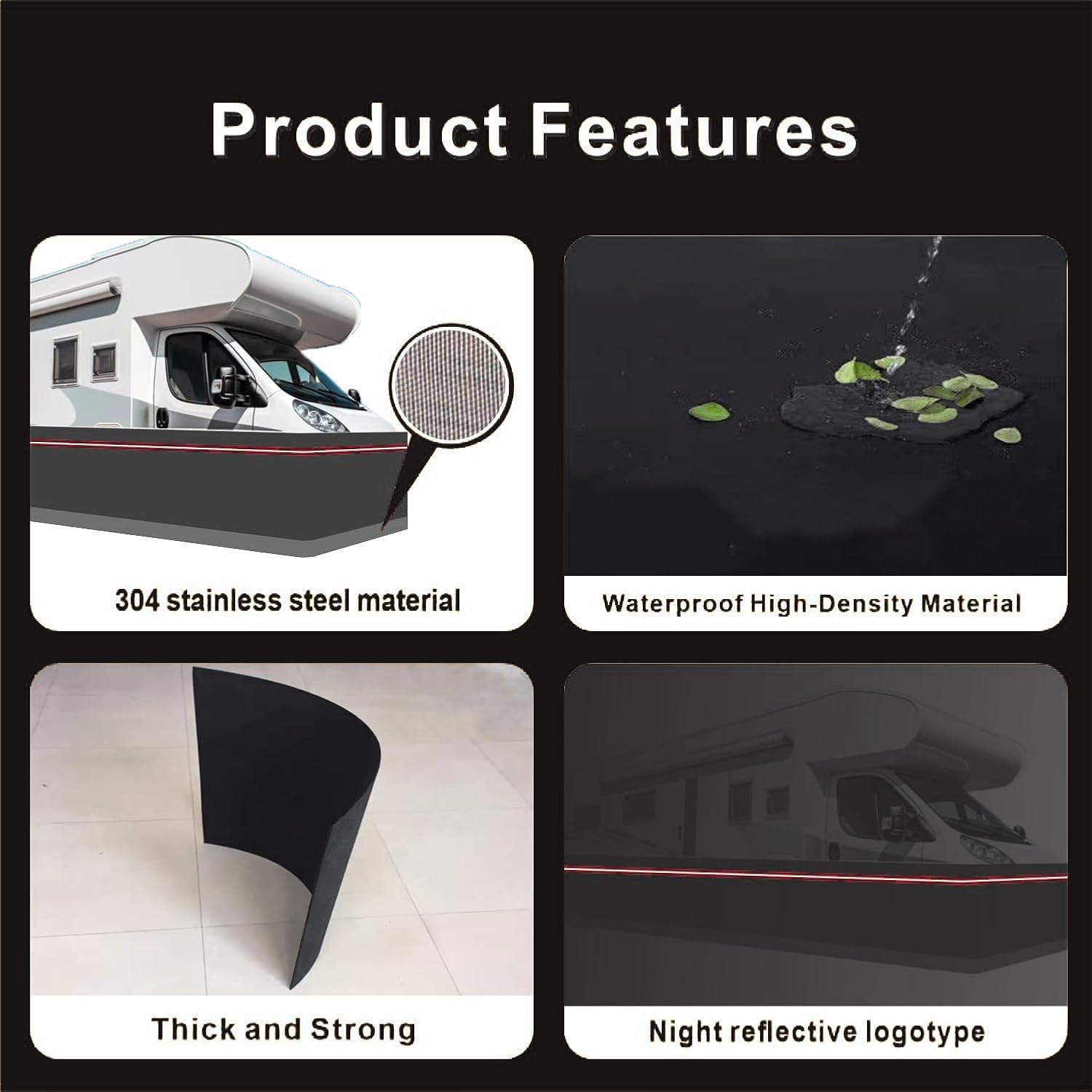 Mobile Home Skirting & RV Fender Skirts - Black 5th Wheel Underbelly Cover, No-Drill with Snap Fasteners, High Density Fiberboard Mesh, 28m/92ft (80cm High)