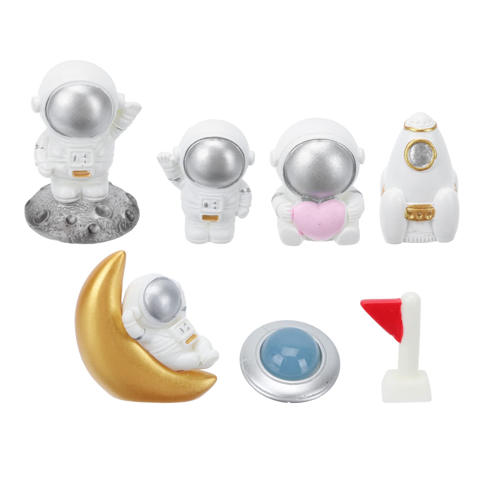 Kids 7pcs Astronaut Figurines Outer Space Action Figure Rocket Planet Astronaut Spaceship Party Supplies Birthday Cake Decorations for Kids Birthday Space Theme Home Decor