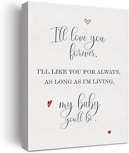 LEXSIVO Lienzo impreso con texto en inglés "I'll Love You Forever" para el hogar, cuarto del bebé, decoración de pared de 12 x 15 pulgadas, póster
