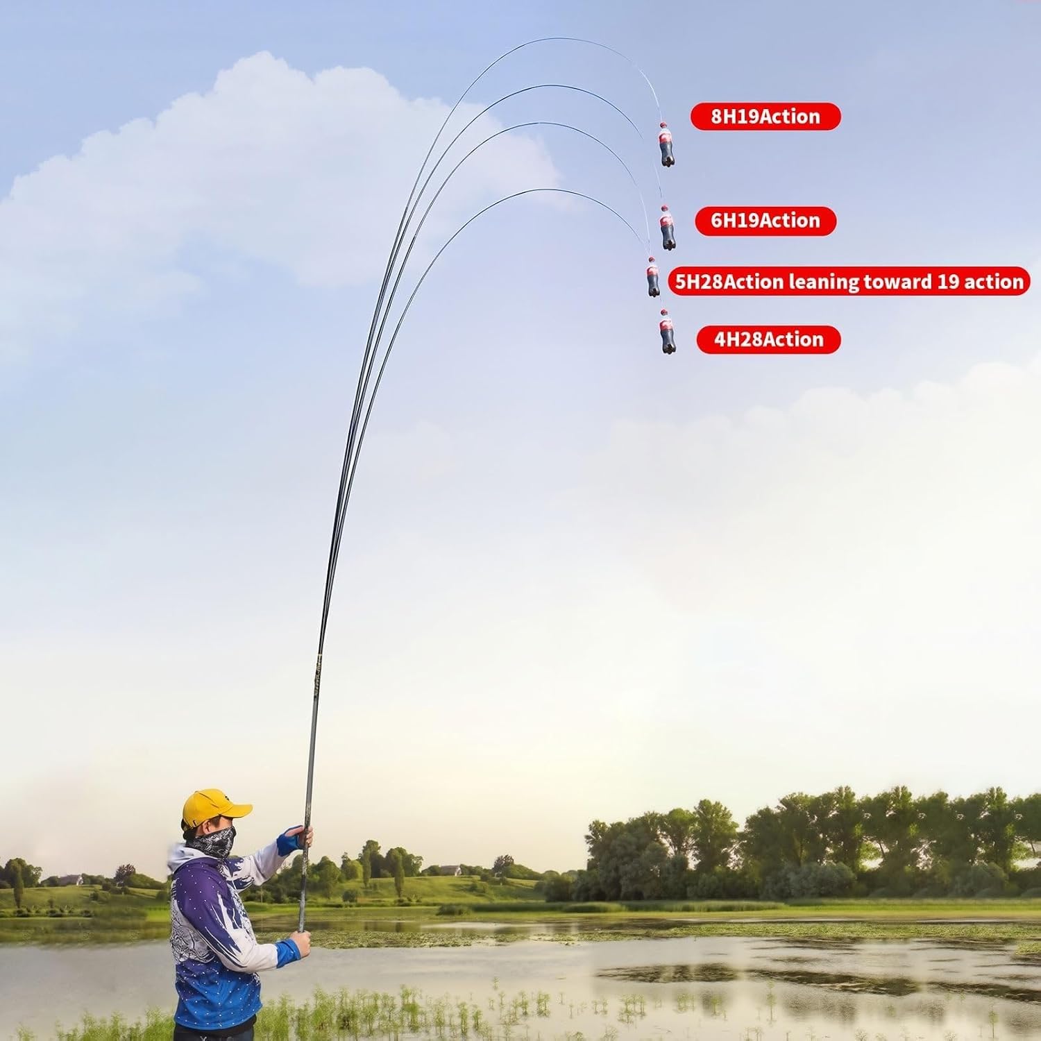 Canna da Pesca telescopica in Fibra di Carbonio – Canna da Carpa da 3,6 m a 8,1 m – Canna da Pesca a Mano per acque Dolci o salate(4H,4.5m)