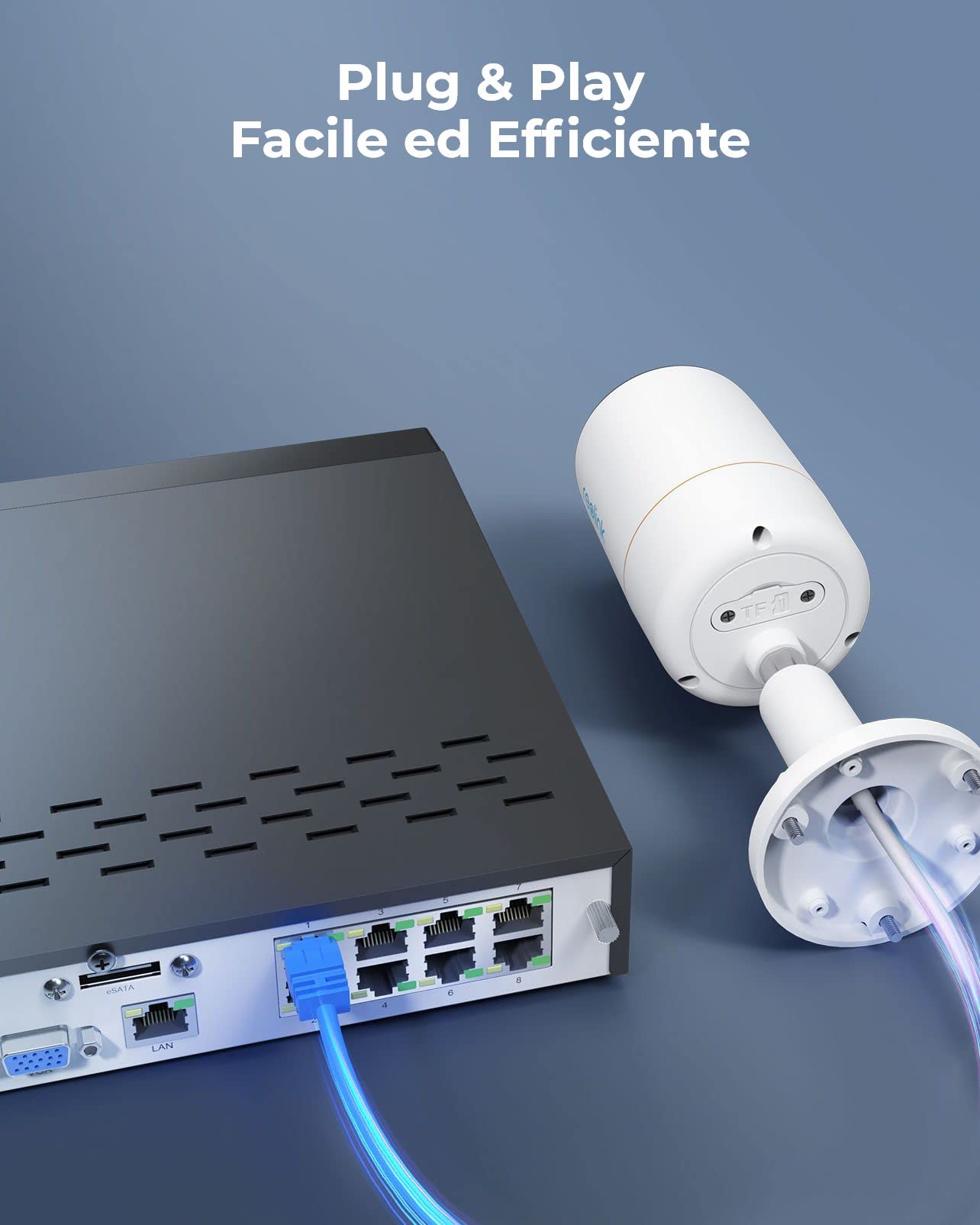 Reolink 12MP Kit Videosorveglianza PoE, NVR 8CH 2TB e 4X Telecamera Esterno Interno con Faretto, Rilevamento di Persona/Veicolo/Pet, Audio Bidirezionale, Sistema Espandibile a 16TB, RLK8-1200B4-A