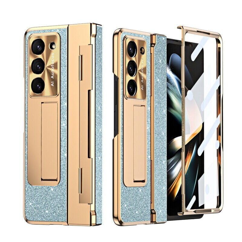 Generic Custodia compatibile con Samsung Galaxy Z Fold 4 (colore: blu) Custodia rigida antiurto con pellicola protettiva per lo schermo