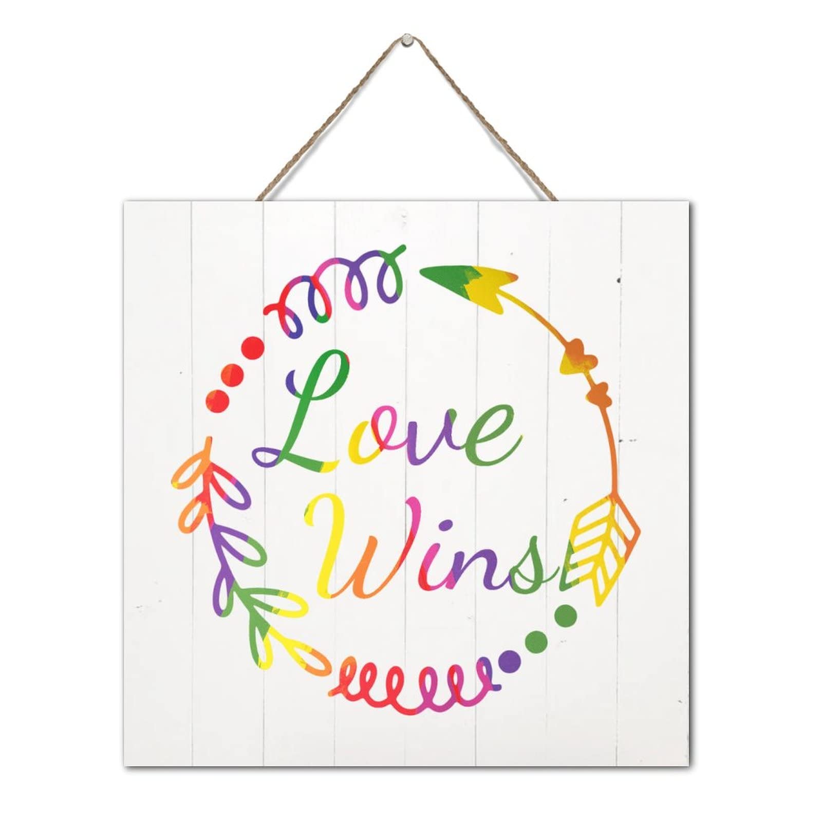 Plaque murale en bois Love Wins message d'amour decoration interieure