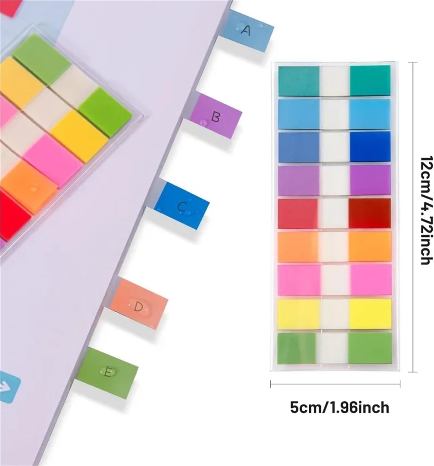 20 foglietti adesivi trasparenti colorati per indice, appunti, cancelleria, foglietti adesivi per pagine e libri