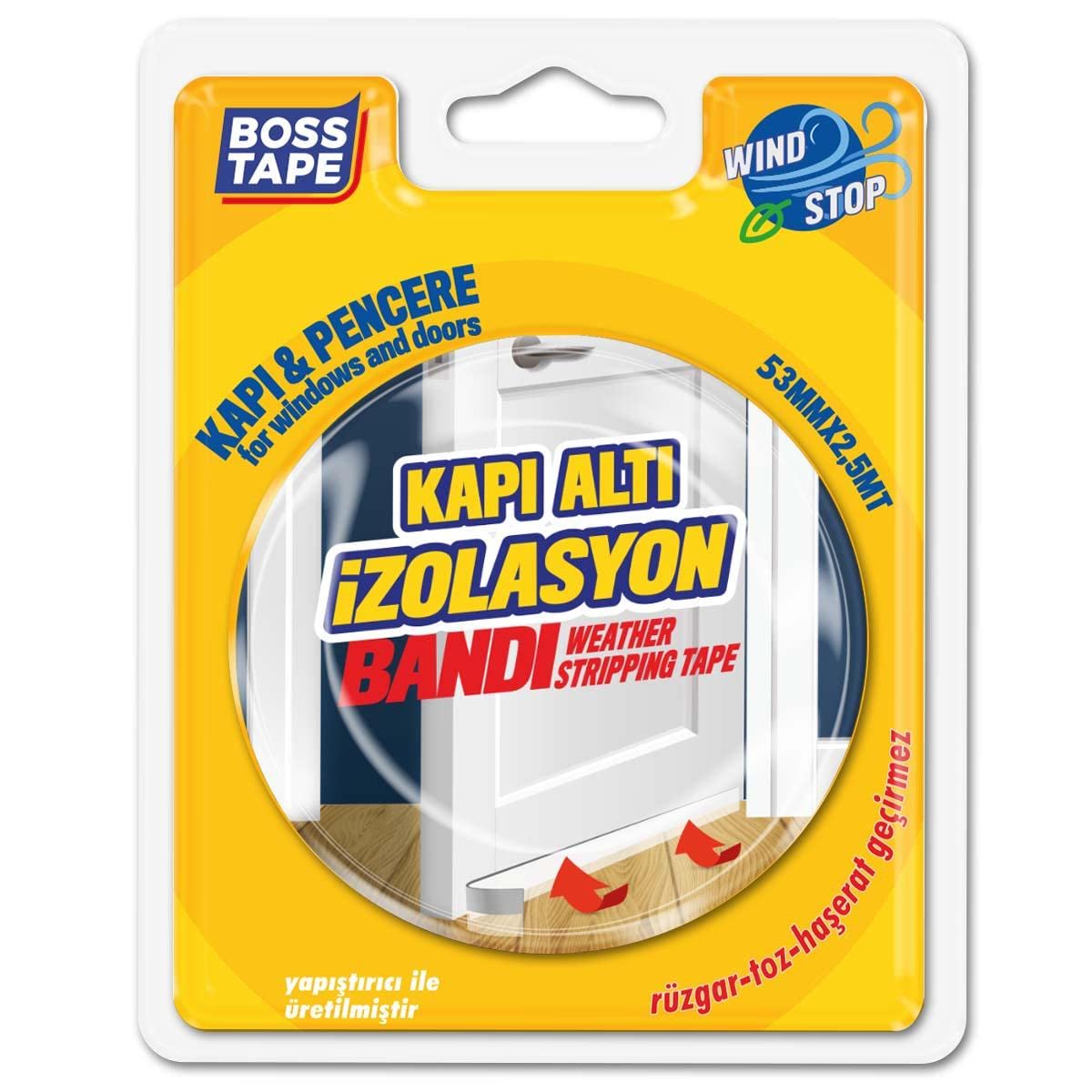 Boss Tape Kapı Altı Hava Akımı Önleyici, 53 mm x 2,5 mt Boyut, Şeffaf