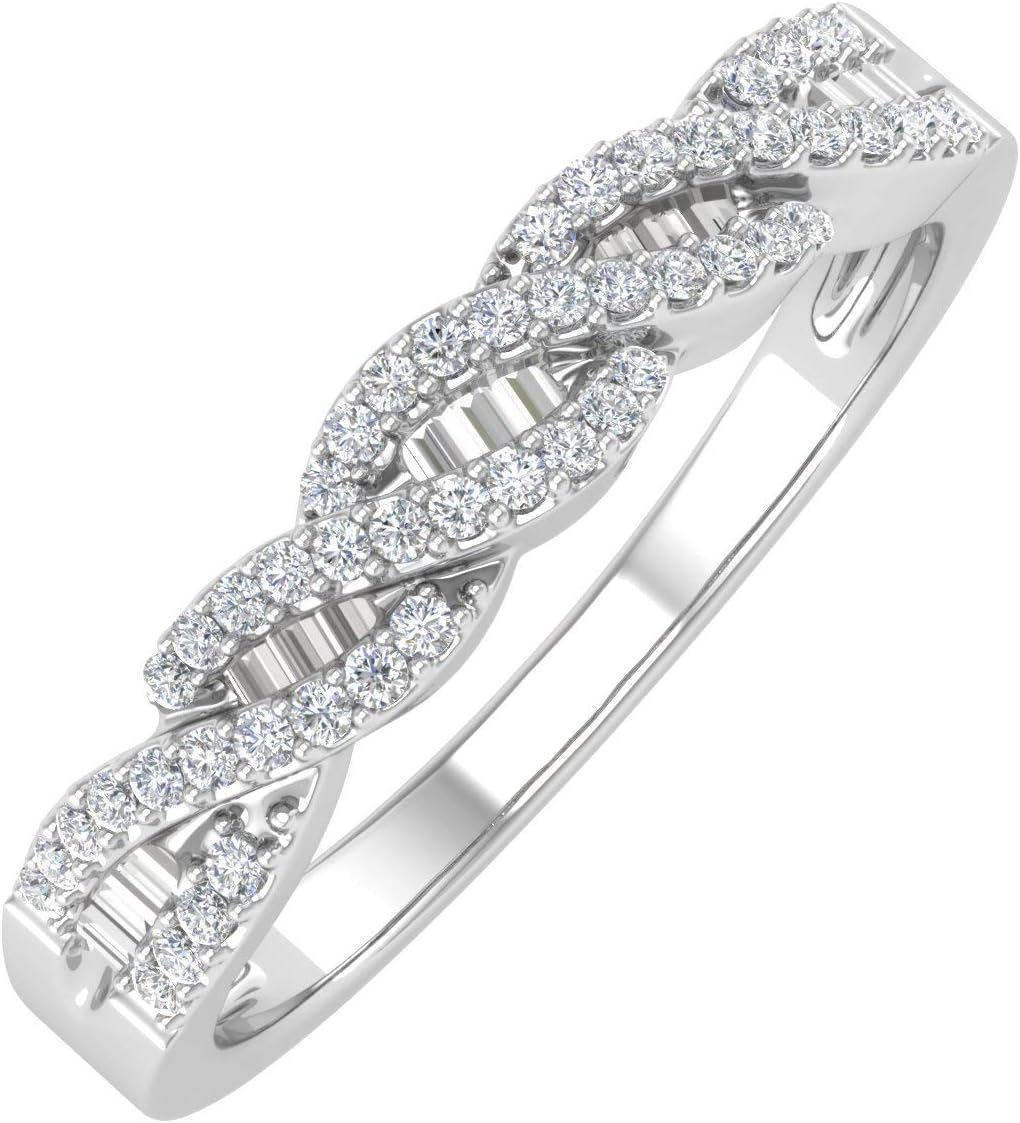 1/5 Carat Diamond Twisted Wedding Band Ring in 10K Gold