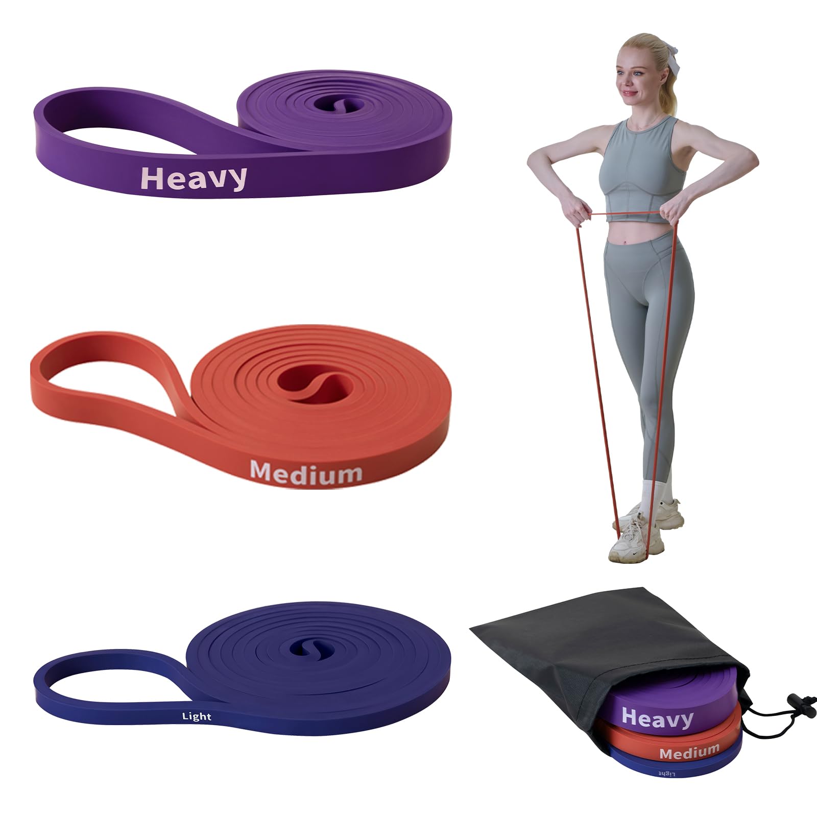 Good Nite Resistance Bands Pull Up Bands Set 3 Level Fitness Exercise Bands Strength Training Bands for Training Powerlifting Yoga and Gym Exercise