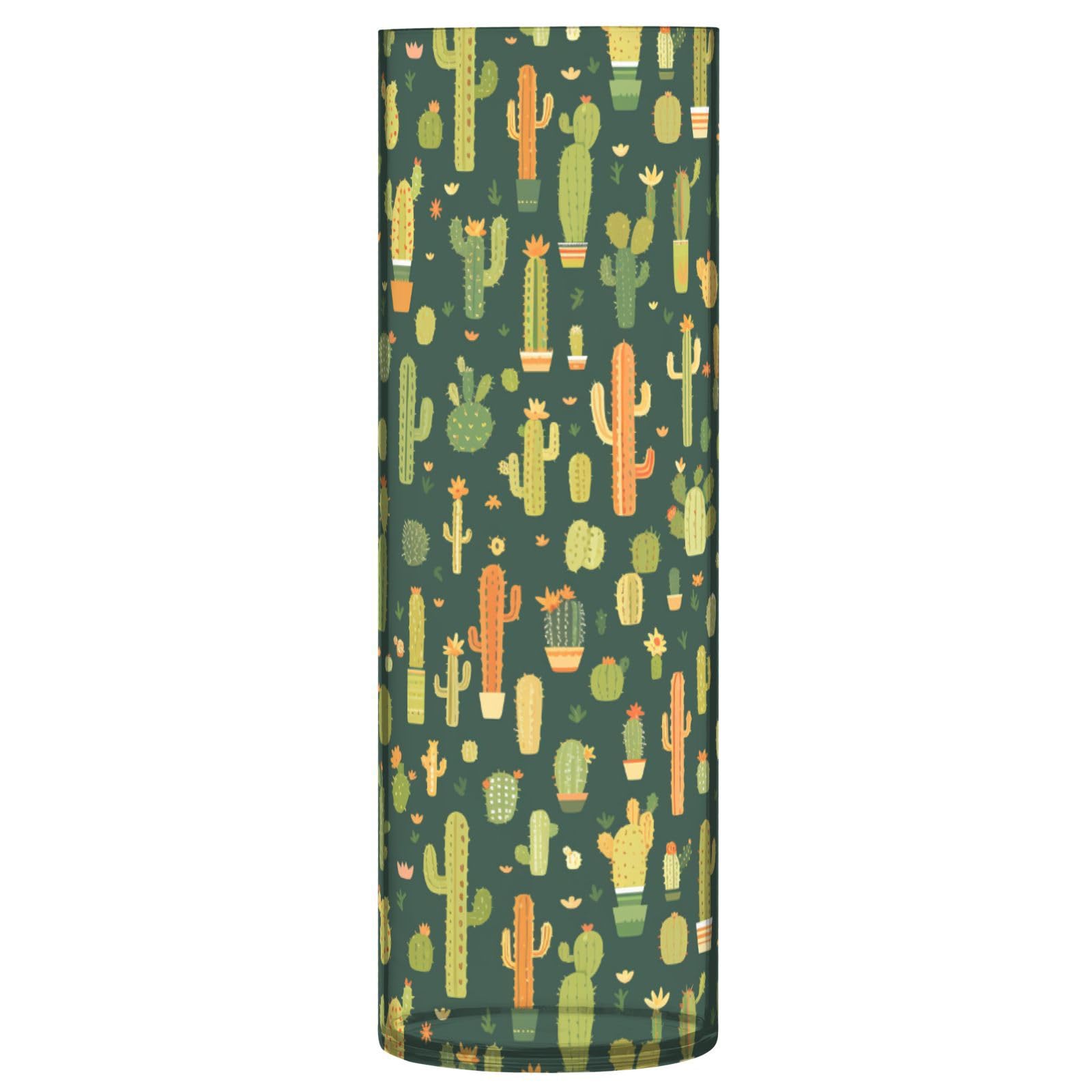 Vase cylindrique vert foncé 30 cm, petit vase en plastique au design minimaliste