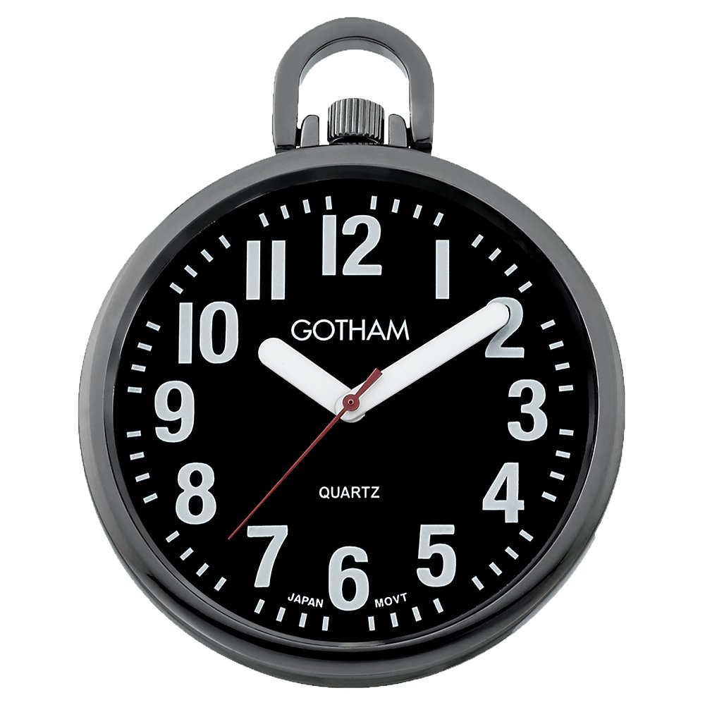 Gotham Mens Gun Metal Ultra Thin Bold Number Open Face