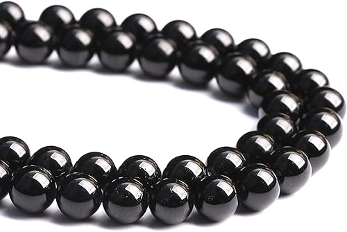 Miniatura 3 de 60 cuentas de turmalina negra natural de grado A para hacer joyas, pulseras de cristal, 1 hebra