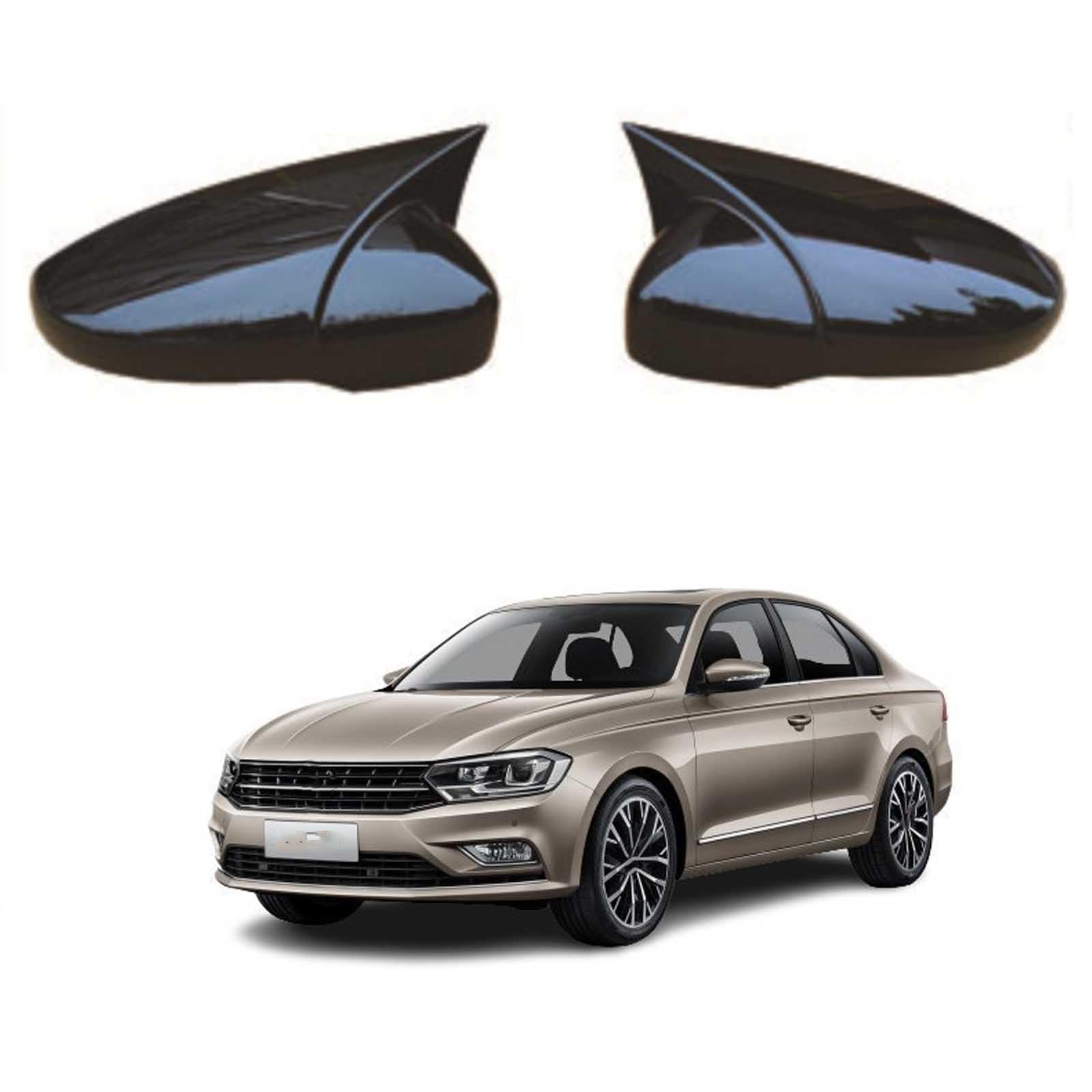 PAPEP Door Mirror Cover Caps for Volkswagen Bora 2012-2018, Left Right Side Wing Rearview Mirror Cover Lid 2 Pieces Exterior Styling Accessory,Glossy black