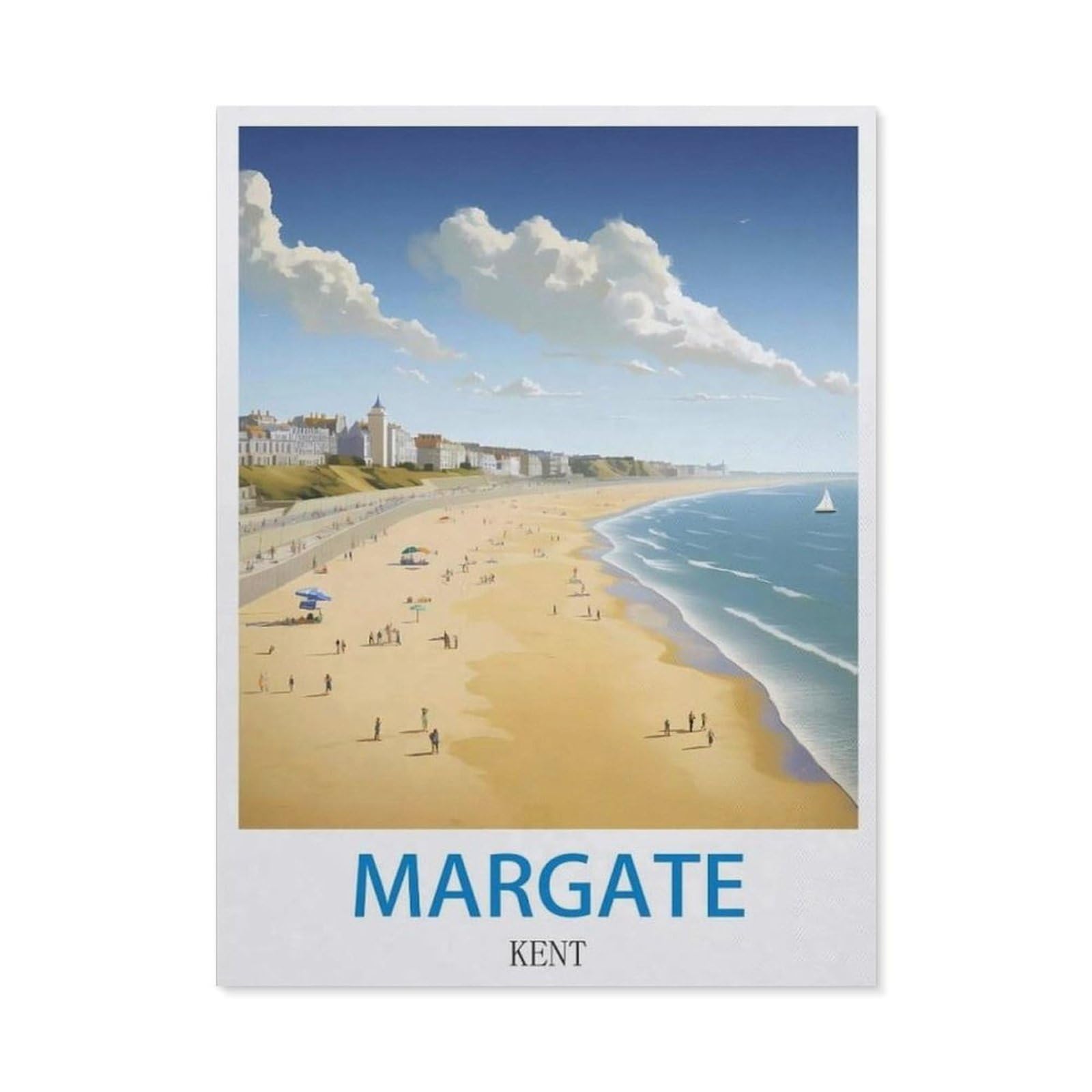 BEAYODKP 5D DIY Full Round Drill Diamond Painting，Margate Kent（30x40cm）
