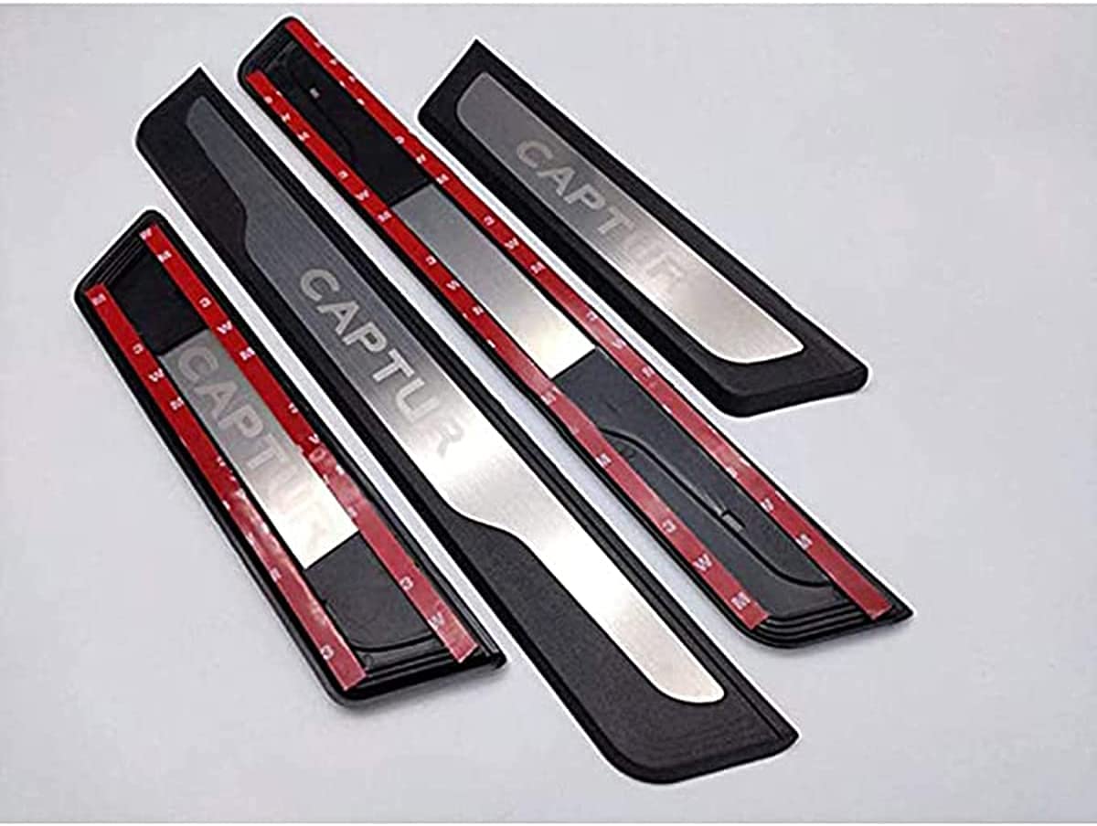 4pcs Protection Seuils De Porte Voiture Pièces Pour Renault CAPTUR KAPTUR 2013-2020 2021 2022 2023,Protection De Seuil Porte Plaques En Acier Inoxydable Et Plastique Pour Extérieur Voiture