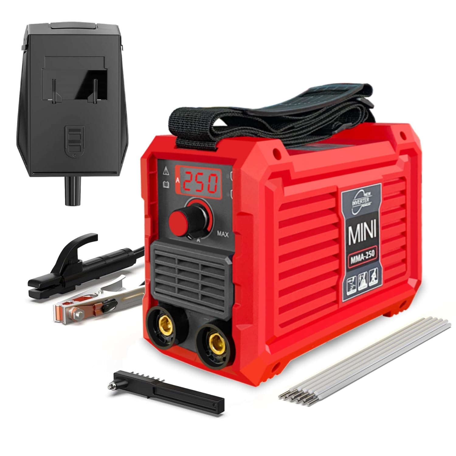 VOBOR Mini Welder Inverter, 250A Electrode Welding Machine with IGBT Technology, LED Display, Anti-Stick, Portable Electrode, MMA 250