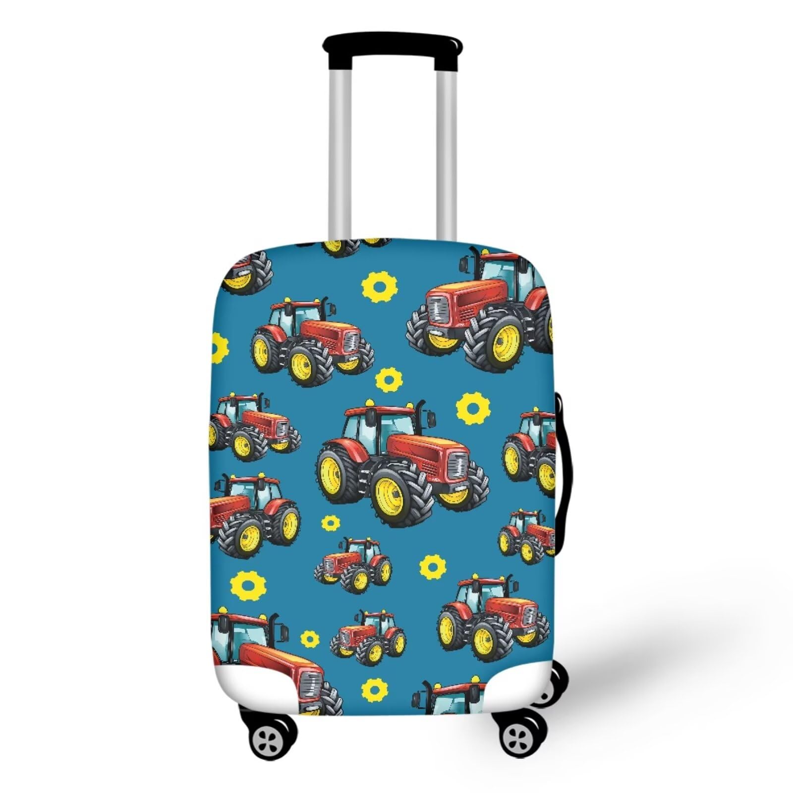 Coloranimal Vintage Tractor Luggage Covers for Adult and Kids Boys Excavator Travel Luggage Covers Fashion Lightweight Suitcase Protector for 29-32 Inch Lunggage,Blue