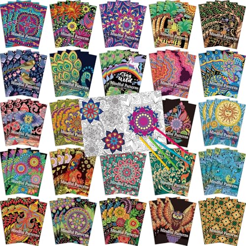Liliful 144 Pcs Mindful Coloring Book Bulk DIY Art Stress Relief Drawing Book with Mindfulness Patterns for Adults Party Favors Goodie Bag Filler and Holiday Gifts
