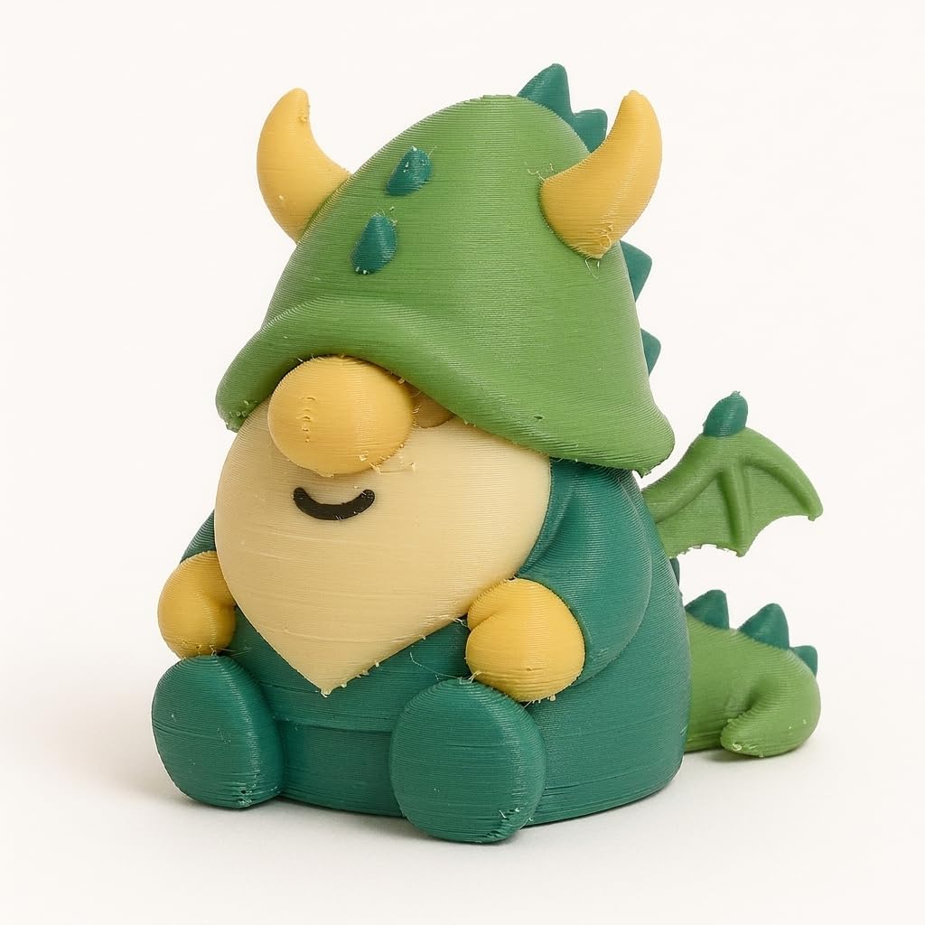 Cute Horned Dragon Gnome Collectible Figurine - Unique Desk Decor for Adults – 3D Printed in Canada