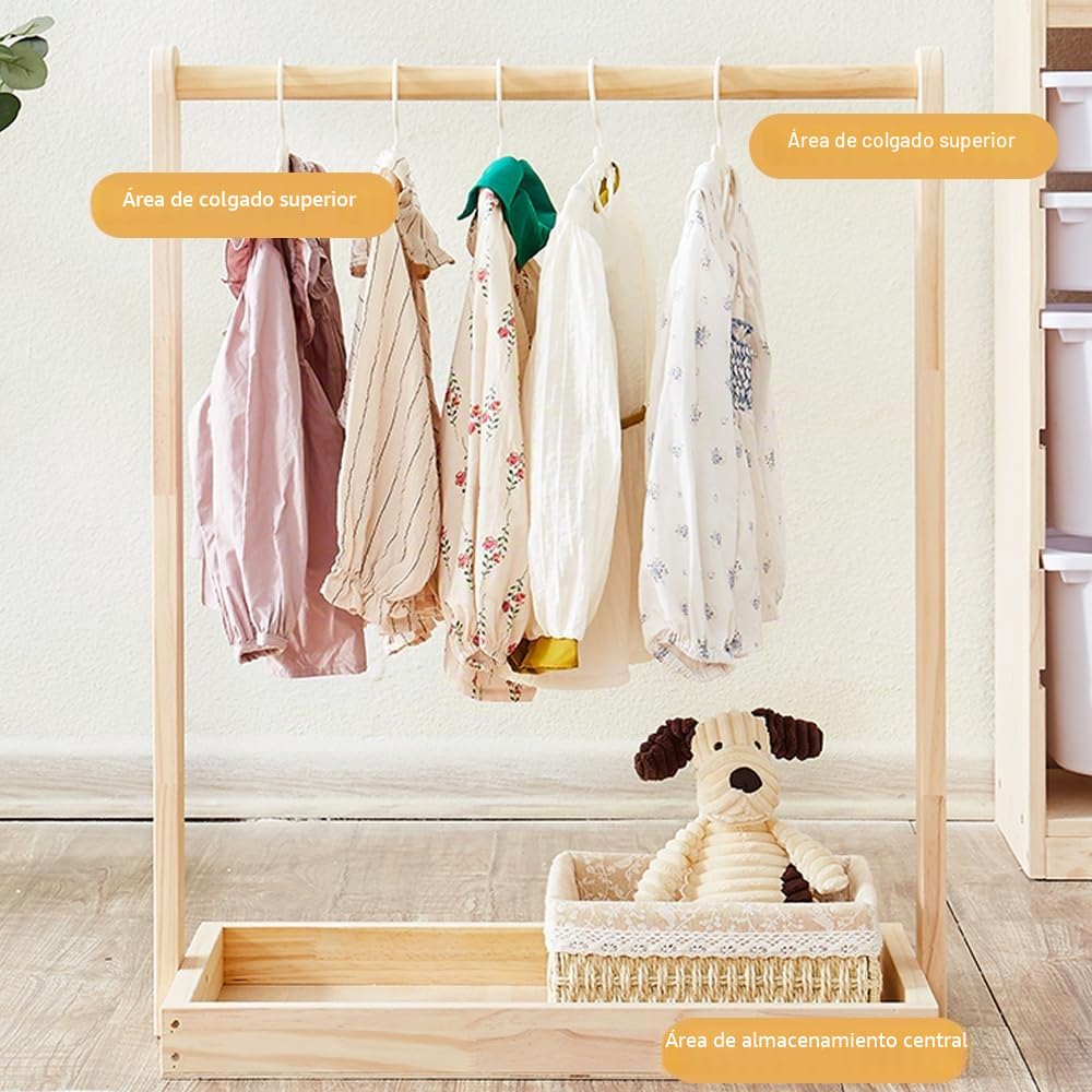NUODWELL Perchero para Ropa de Bebé para Niños Pequeños, Soporte para Colgar Ropa de Mascotas, Perchero Simple de Piso para Almacenar Ropa, Sombreros para Niños y Zapatos (55 * 26 * 60 cm (Sin ruedas