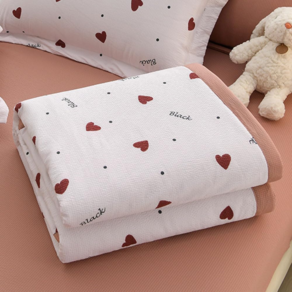 Bedspread – Fine-striped, Double-sided & Patchwork(Red Love,100x150cm)