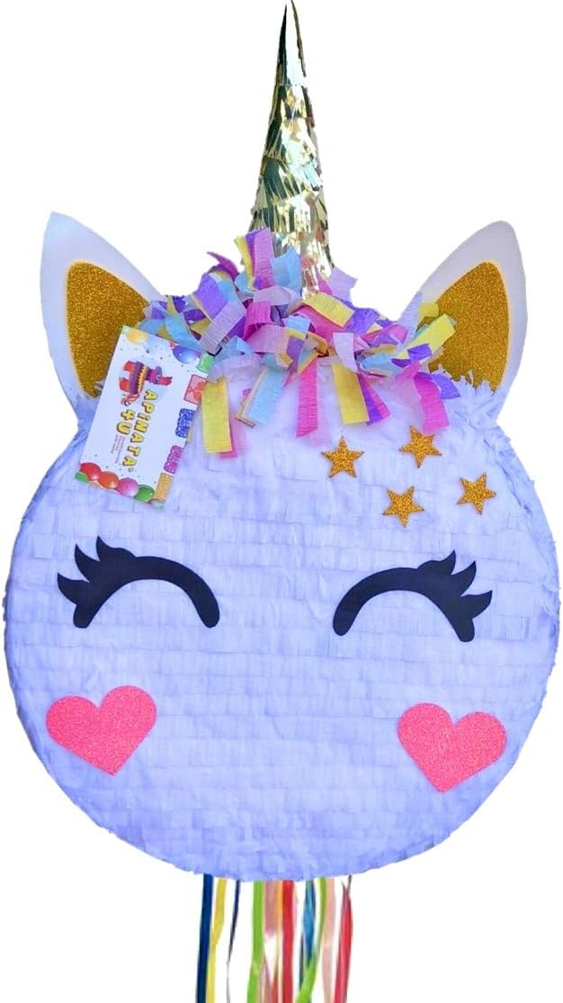 APINATA4U Round Unicorn Pinata Pull Strings & Whack Style
