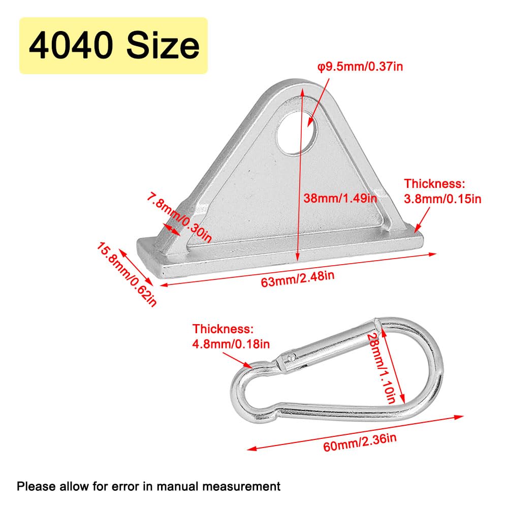 SEIWEI 8pcs Aluminum Triangle Slider with Spring Snap Hook,Sliding Activity Hook, for Rail Extrusion Profile Connector(EU Standard 4040)