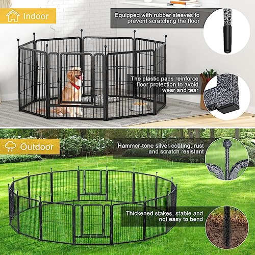 Mr Ironstone Dog Playpen With Anti-Rust Surface, Foldable 8/16 Panels 32" Height Dog Fence Exercise Pen, Indoor/Outdoor Puppy Pen Pet Playpen For Small/Medium/Large Dogs #TOP5