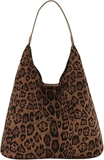 Oweisong Suede Leopard Purse for Women Leather Cheetah Print Tote Bag