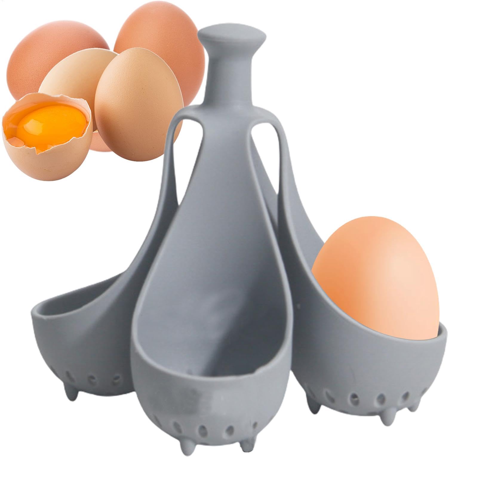 Silicone Egg Cooker Cups, Egg Poacher Set, 5.12x5.12x4.92 Inches High Temperature Resistant Dishwasher Safe Compact Stackable Design, Kitchen Storage Rack for Easy Drawer