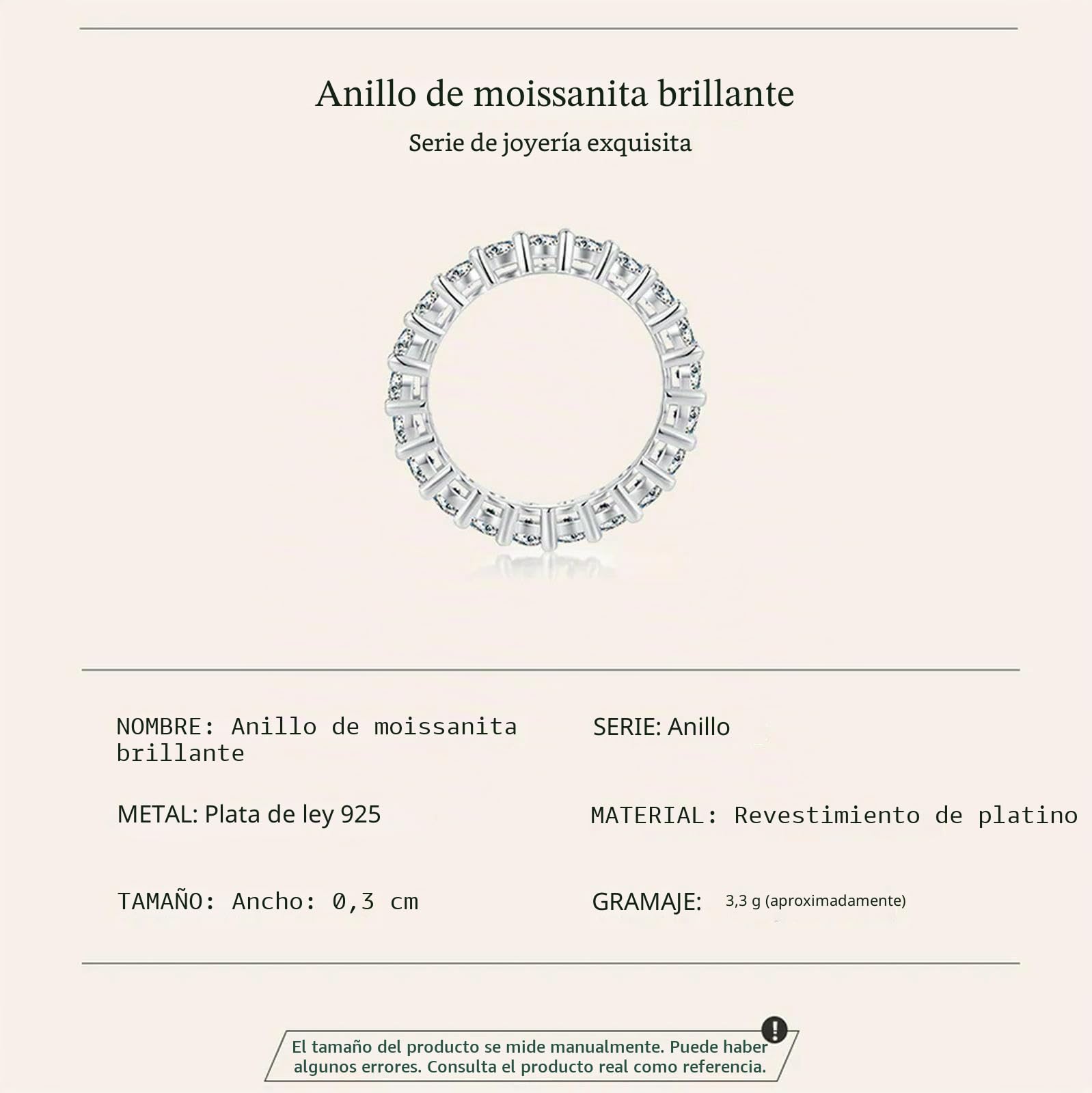 Anillo De Moissanita Con Banda De Eternidad Completa Para Mujer, Anillo De Compromiso De Boda Con Diamantes En Plata De Ley 925.