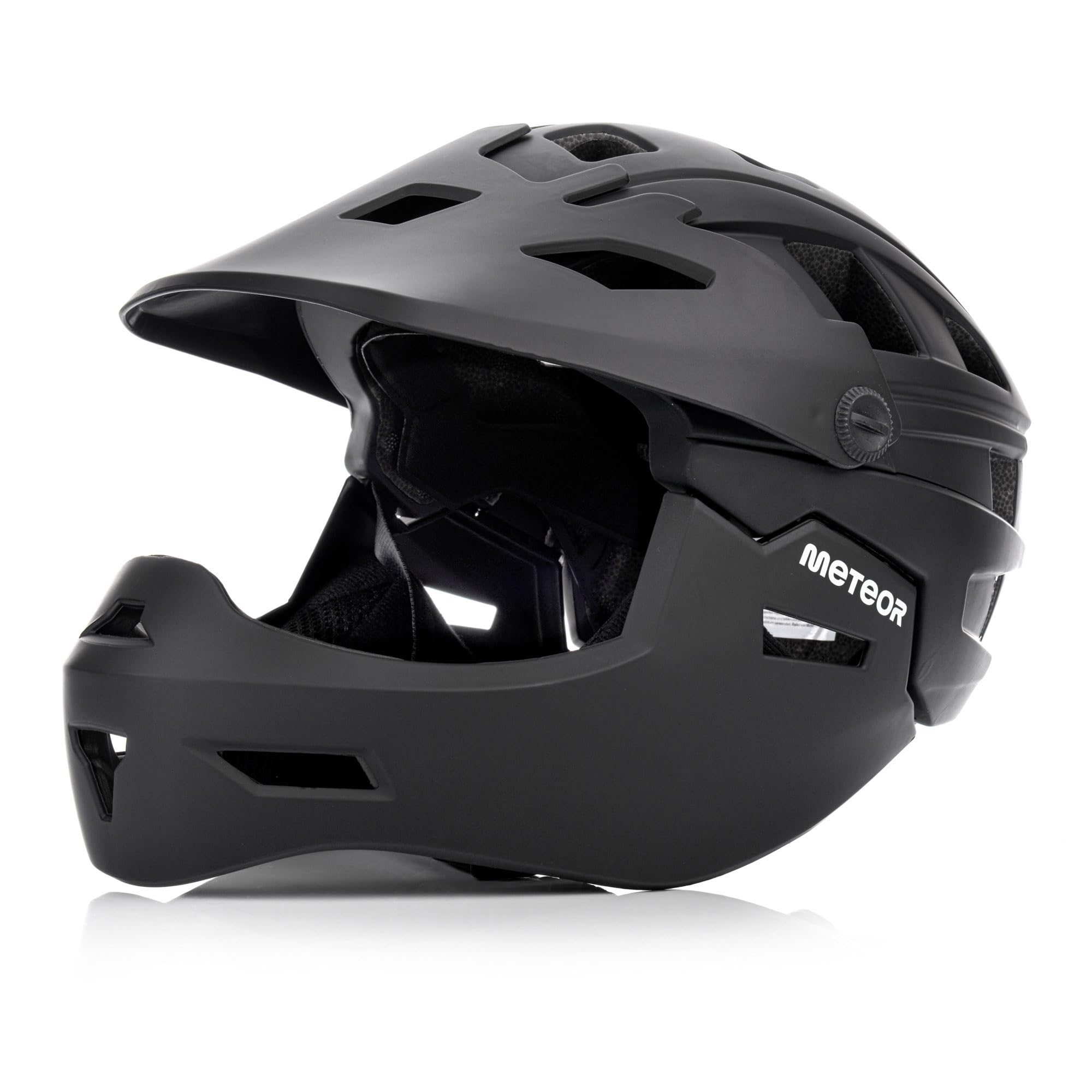 meteor Fullface Fahrradhelm MTB Kinder Erwachsene Integralhelm schwarz