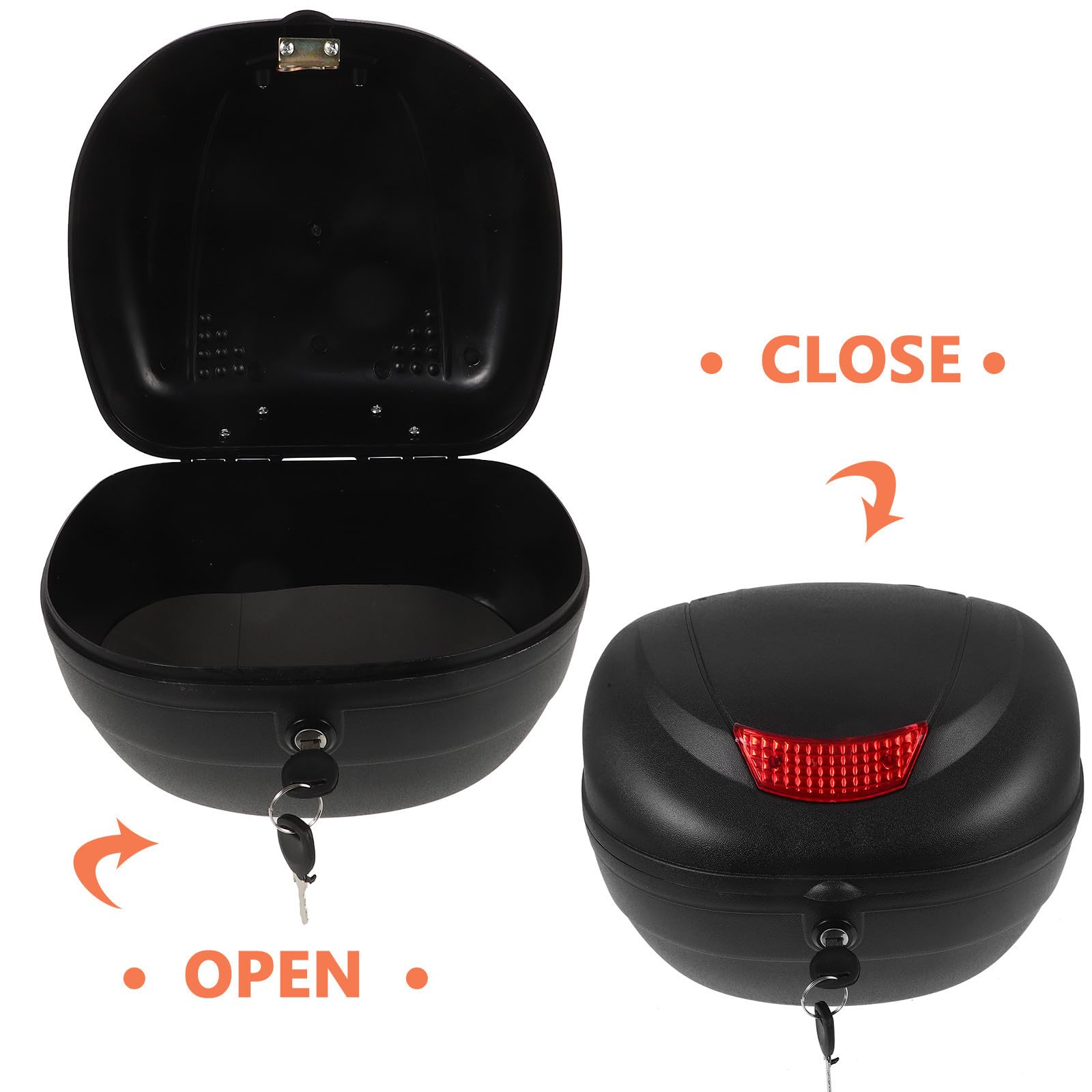 Top Case Moto Noir Plastique Grande Capacité Installation Rapide Coffre Arrière pour Moto Résistant à l'usure
