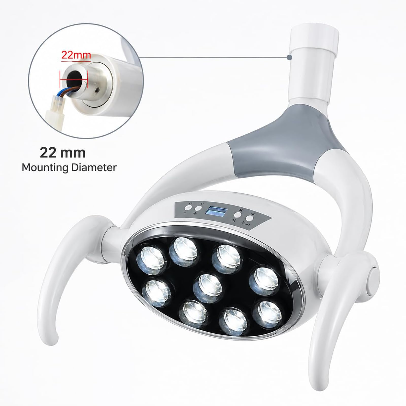 Lampada LED Senza Ombre da 28 W con 9 Lenti, Lampada da Visita Regolabile con Display LCD, Lampada da Poltrona con Attacco Universale da 22 Mm, Illuminazione Dimmerabile da 4000 K A 5000 K