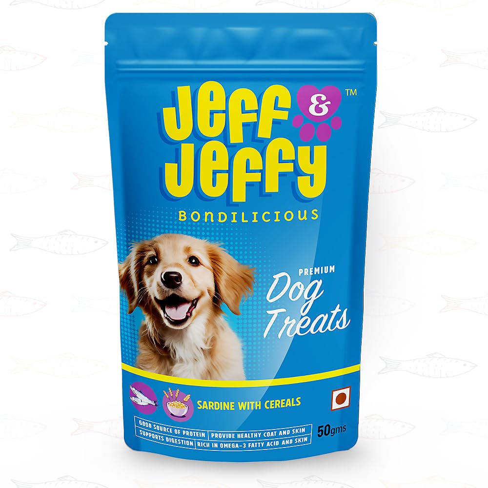 Jeff & Jeffy Sardine with Cereals Dog Treats No Artificial Flavors or Preservatives (50 GMS,Pack of 1) (B0D4RBGMZ9) Amazon Price History, Amazon Price Tracker