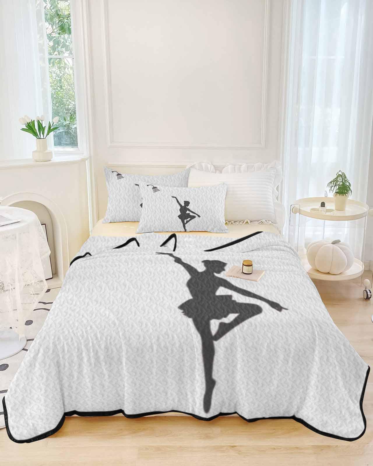 Quilt Set Twin XL Size 3 Pieces Quilted Bedspread-Thin Soft Cozy, The Shadow of A Girl Dancing in The Bathroom Stitched Lightweight Quilt with 2 Pillow Shams Coverlet Bedding Sets for All Season