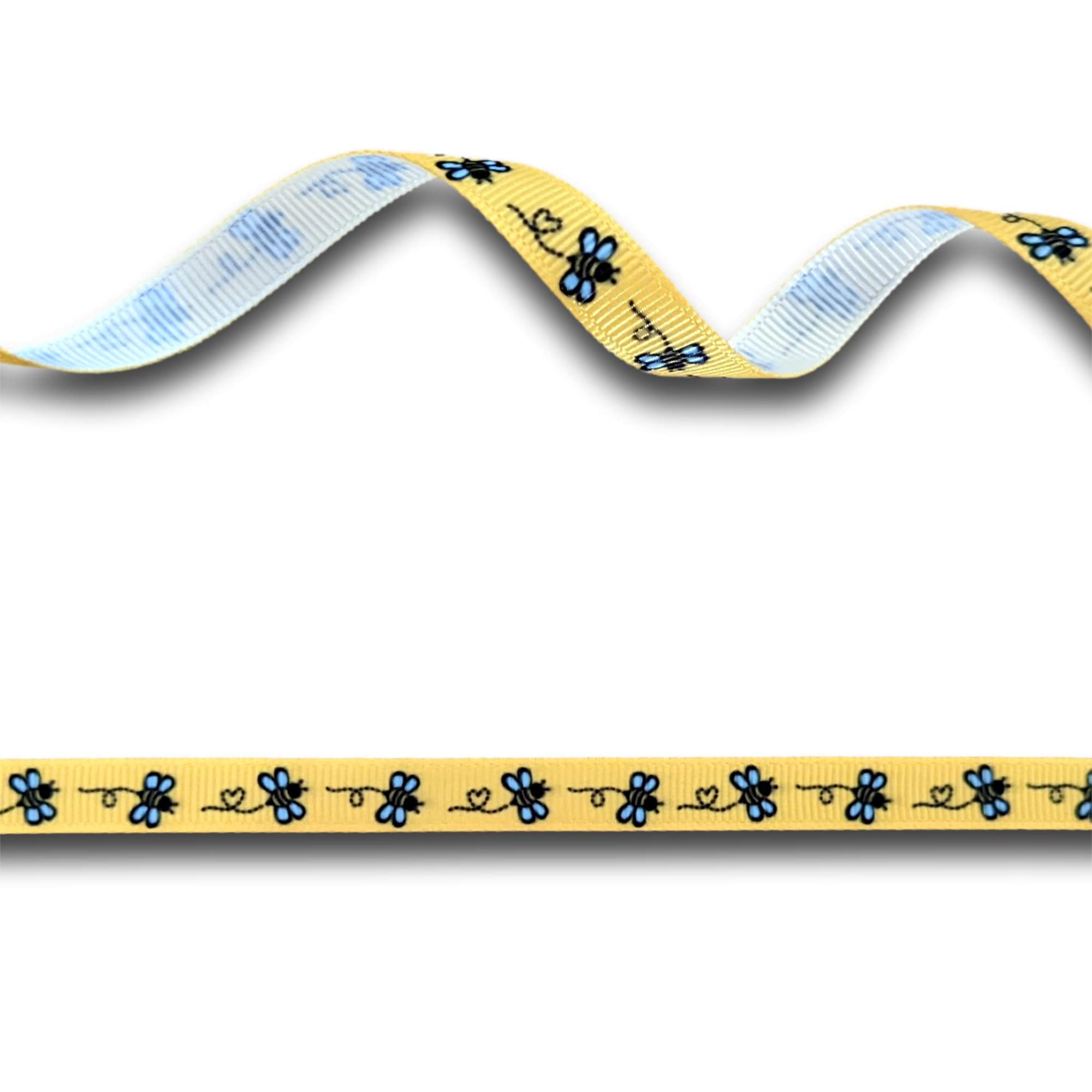 Honey Bumble Bee Yellow Black Grosgrain Ribbon 9mm Wide 5 Yards 4.57 Metres, Ideal for Craft Projects, Scrapbooking, DIY Hair Bows, Present Wrapping etc.