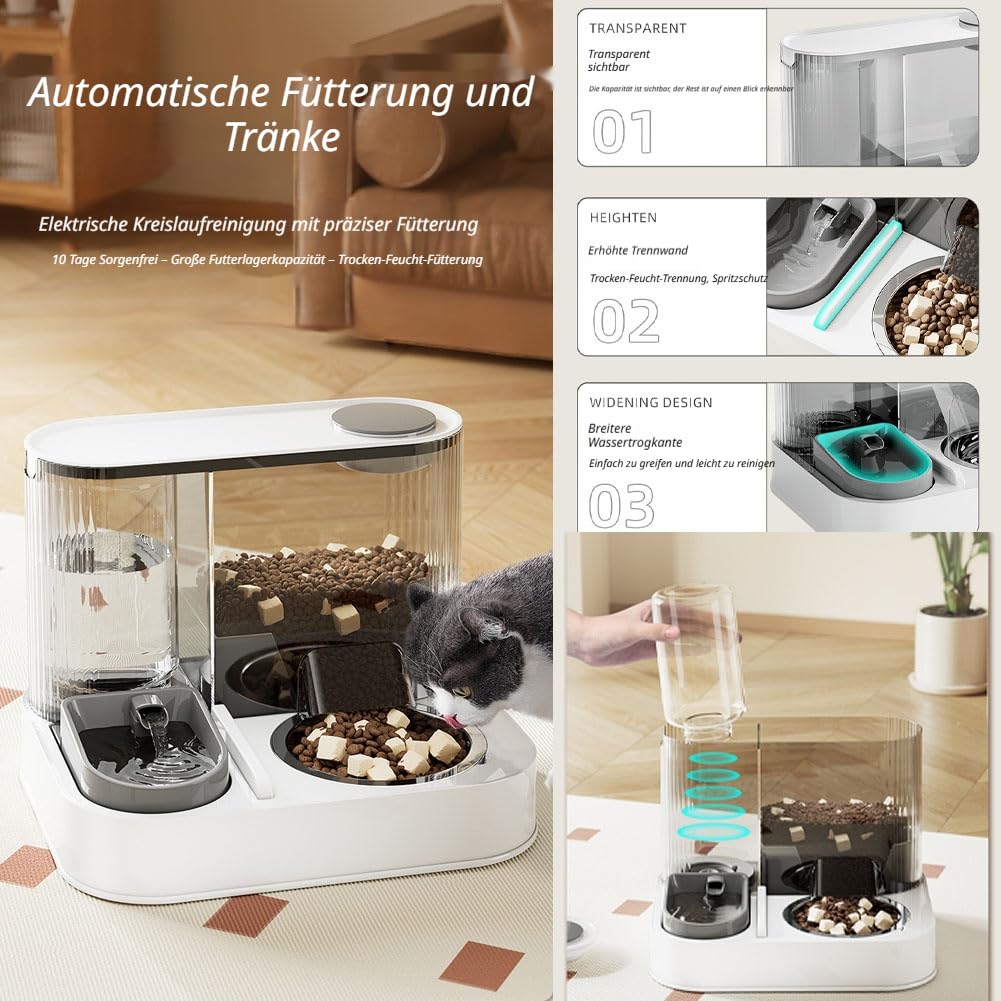 Distributeur automatique de nourriture et d'eau 2 en 1 pour animaux de compagnie - Distributeur automatique de nourriture et d'eau pour chats et chiens - Distributeur automatique de nourriture et