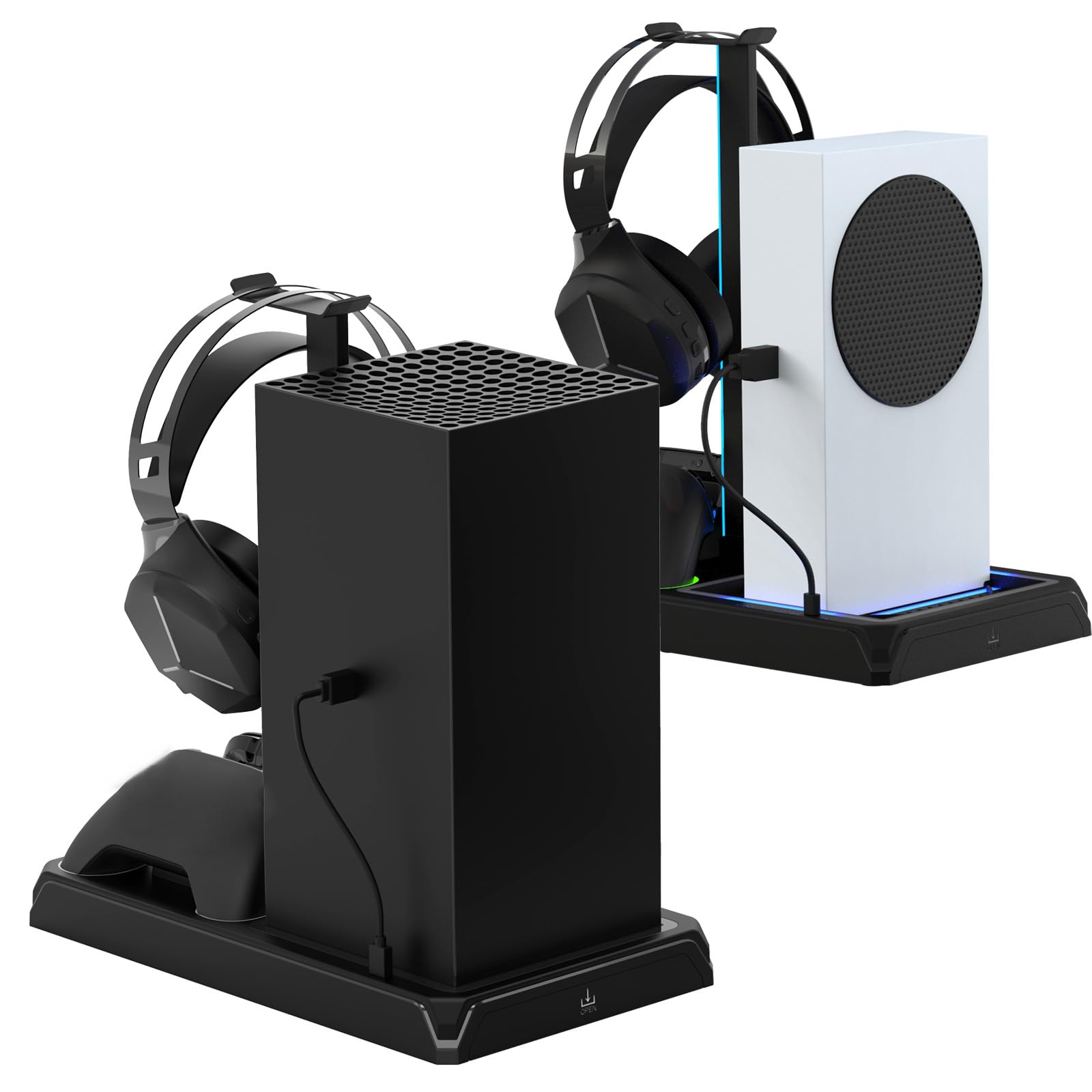Soporte de refrigeración para máquina de juegos con ventilador de refrigeración, doble controlador de carga con indicadores LED, soporte de disipación de calor