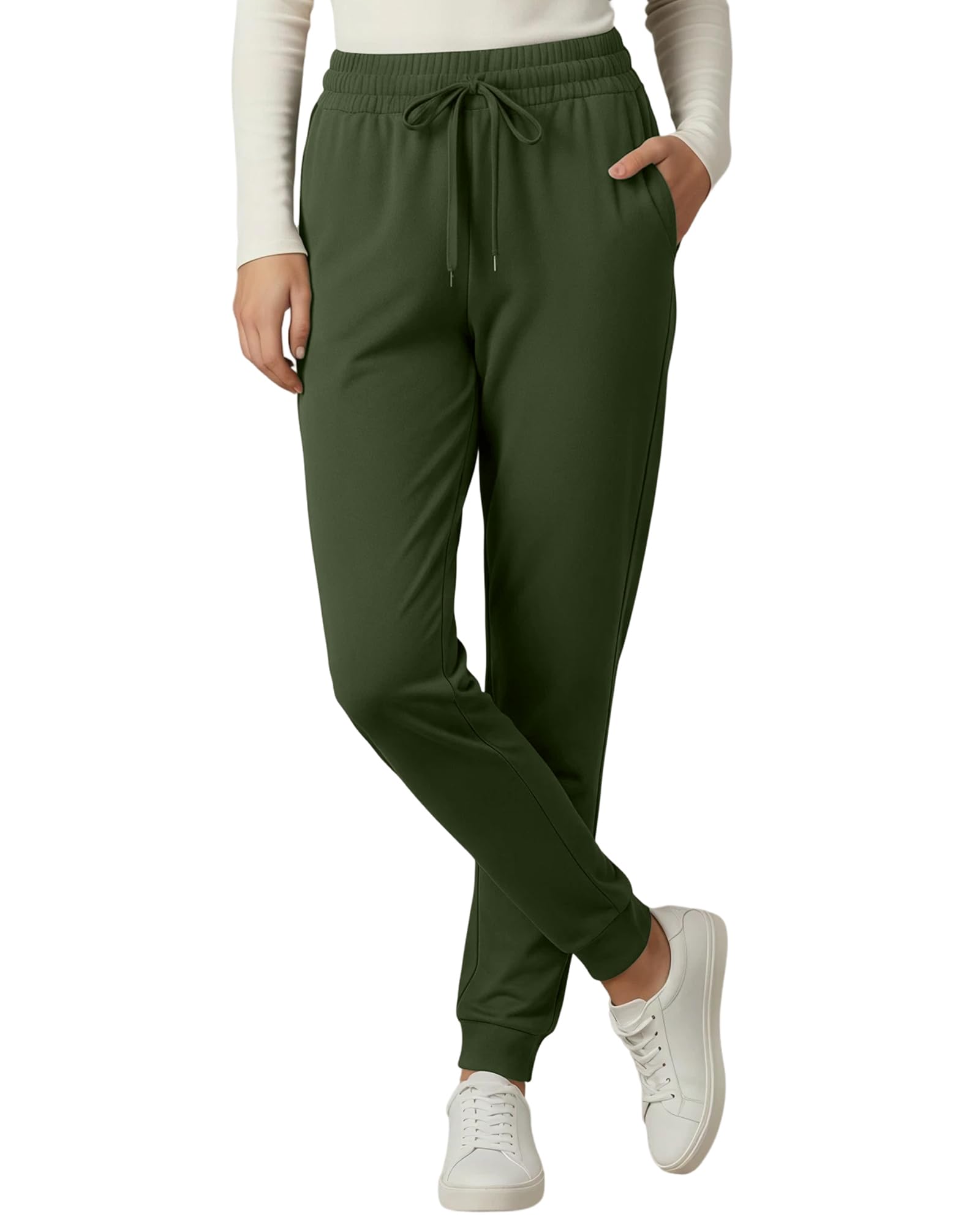 FlexVie Leichte Jogginghose Damen mit Taschen - Dünne High Waist Sporthose Lang, Weiche Joggpants in vielen Farben, Elastische Trainingshose, Haushose & Loungehose für Frauen