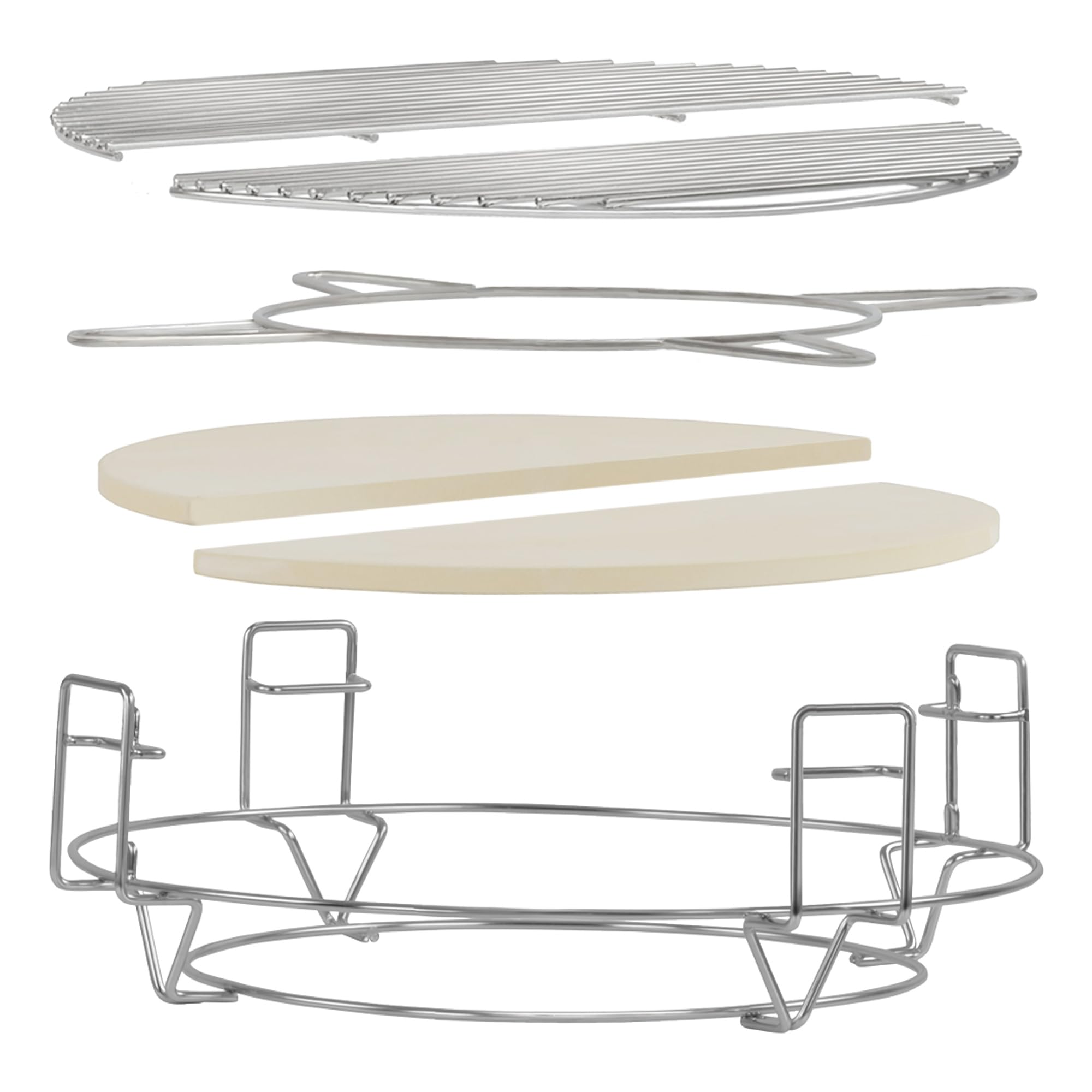 BBQ-Toro Sistema de cocción flexible para parrilla Kamado, diámetro de 52 cm, accesorio de parrilla de acero inoxidable de 3 niveles con parrilla y piedra para pizza, accesorios Kamado, accesorios