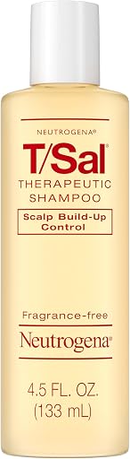 Neutrogena T/Sal Therapeutic Dandruff Shampoo, Scalp Build-Up Control, 3%!S(MISSING)alicylic Acid, Scalp Psoriasis Treatment, Seborrheic Dermatitis Shampoo, Clears & Controls Flakes, Fragrance Free, 4.5 fl oz