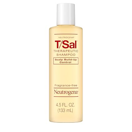 Neutrogena T/Sal Therapeutic Dandruff Shampoo, Scalp Build-Up Control, 3% Salicylic Acid, Scalp Psoriasis Treatment, Seborrheic Dermatitis Shampoo, Clears & Controls Flakes, Fragrance Free, 4.5 fl oz