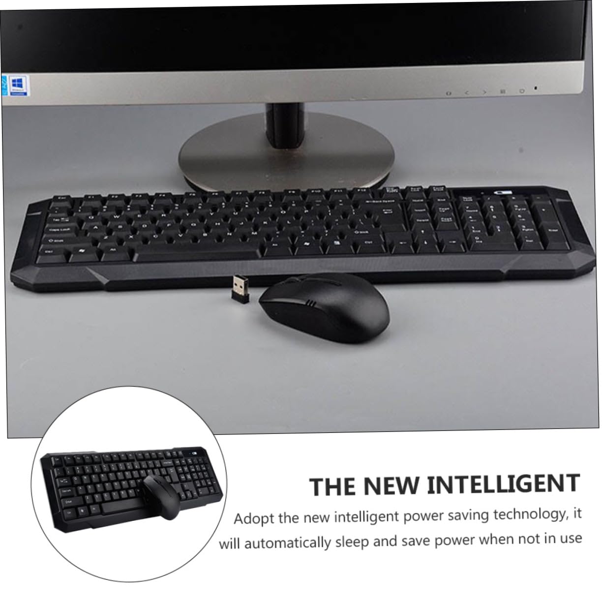 jojofuny Set Tastiera e Mouse Wireless Silenzioso Per Computer Accessori Per Ufficio e Scuola USB Layout Italiano Senza Batteria