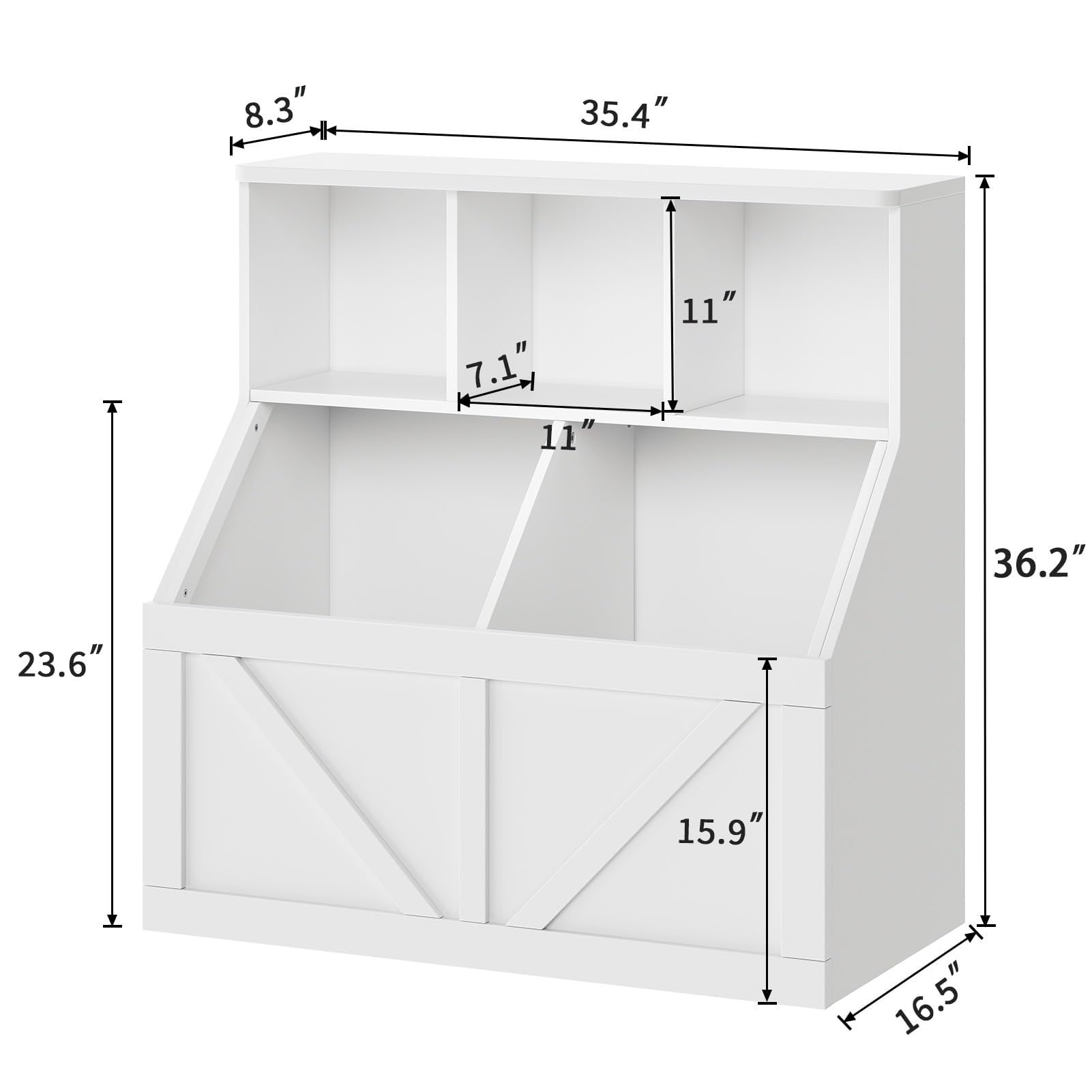 IDEALHOUSE 2er-Set Kinder-Bücherregal Mit Spielzeugaufbewahrung - Holz-Organizer Mit Offenen Cubby-Fächern Und Stoffboxen Fürs Kinderzimmer, Spielzimmer Und Kita
